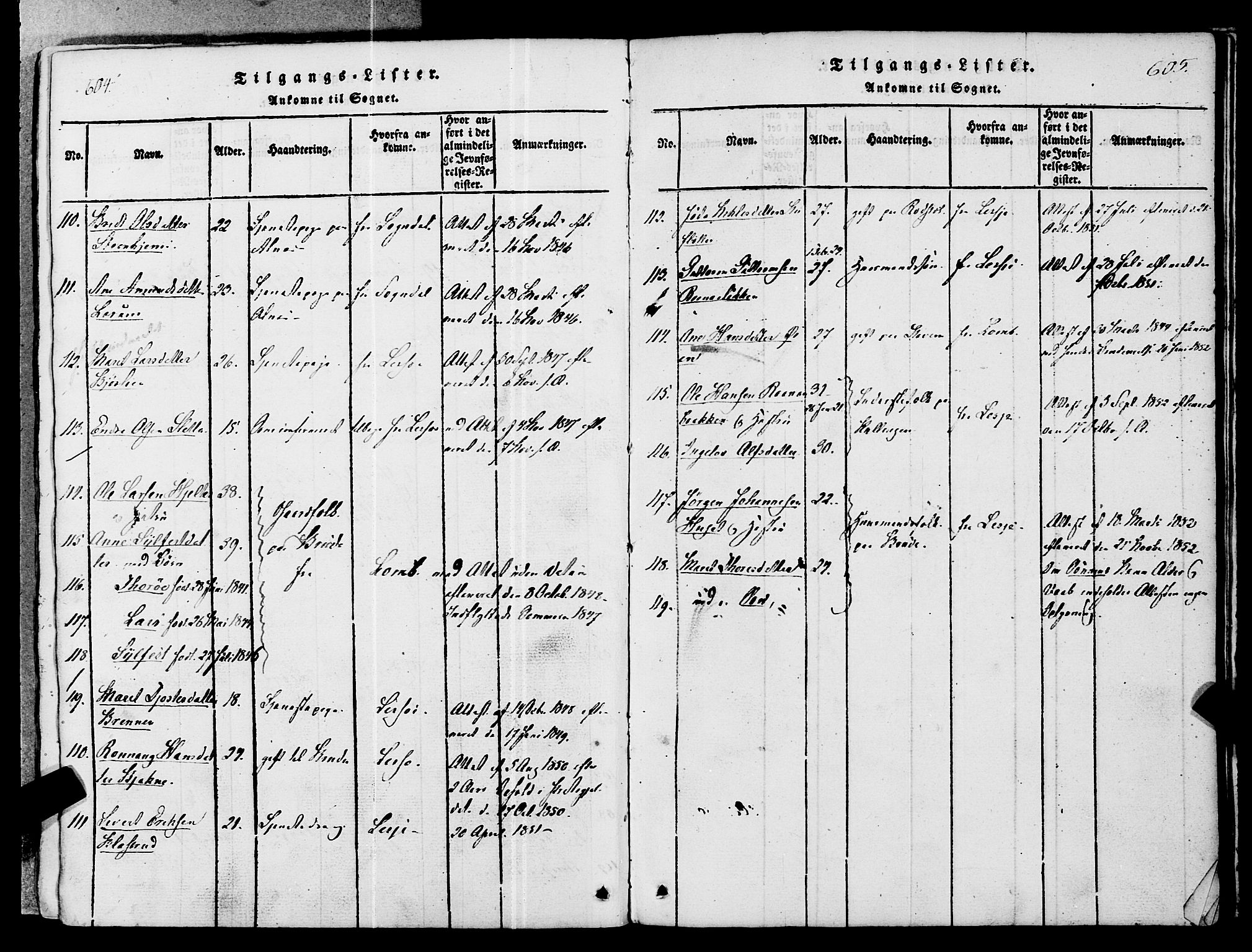 Ministerialprotokoller, klokkerbøker og fødselsregistre - Møre og Romsdal, AV/SAT-A-1454/546/L0593: Parish register (official) no. 546A01, 1818-1853, p. 604-605