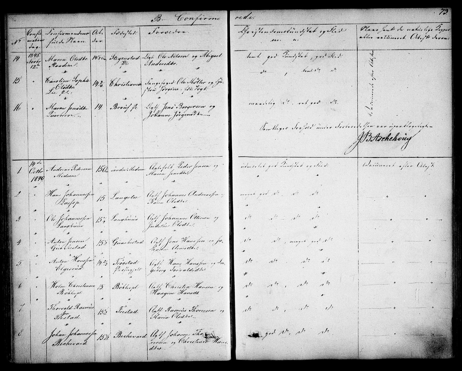 Kråkstad prestekontor Kirkebøker, AV/SAO-A-10125a/F/Fa/L0006: Parish register (official) no. I 6, 1848-1857, p. 73