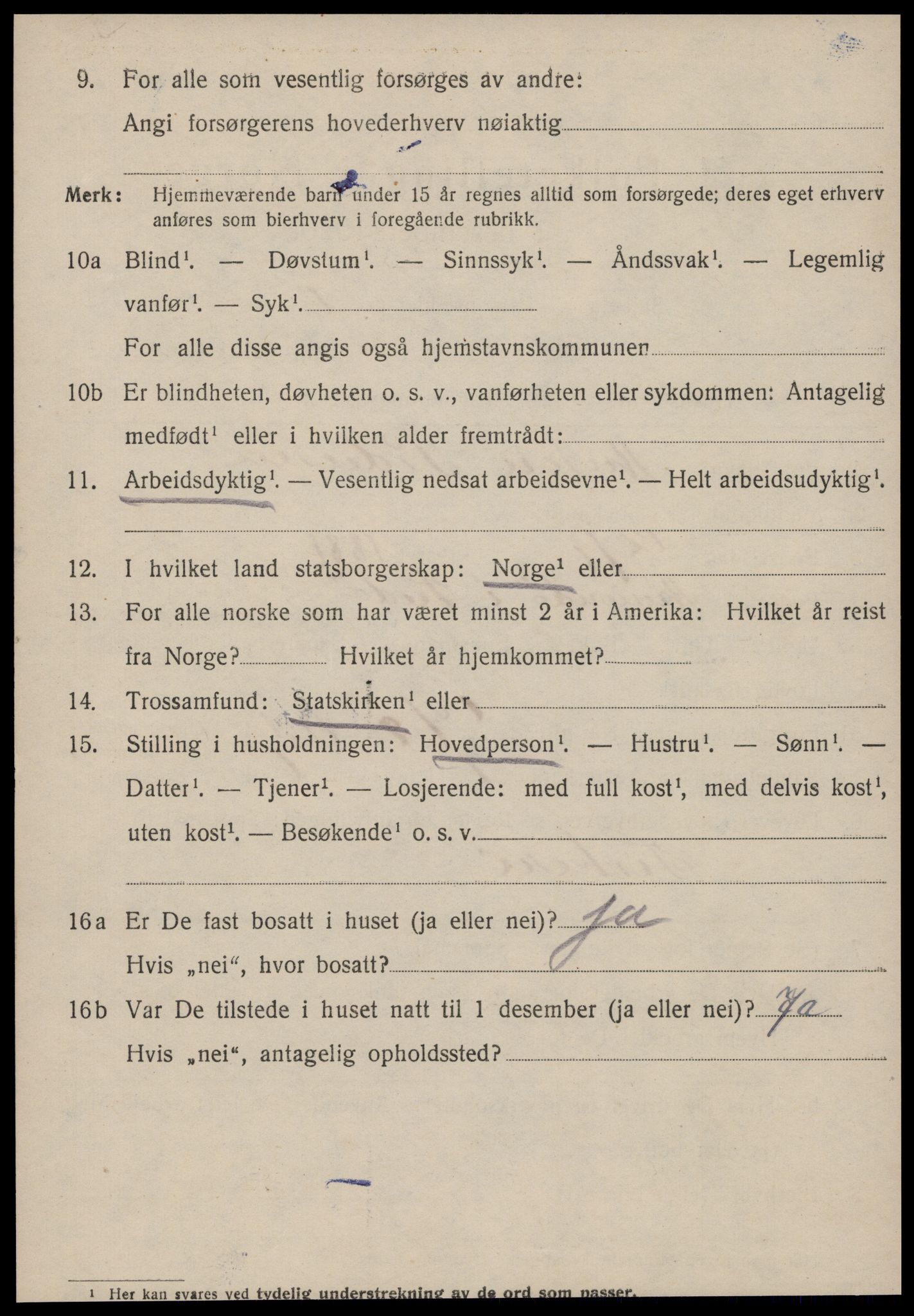 SAT, 1920 census for Kristiansund, 1920, p. 31996