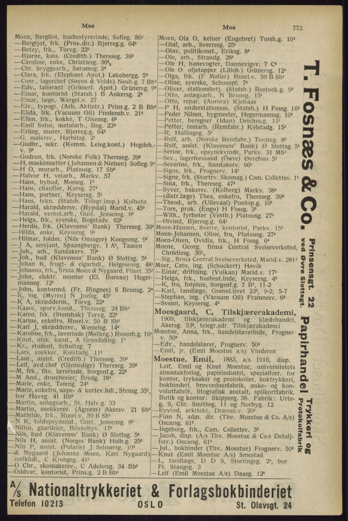 Kristiania/Oslo adressebok, PUBL/-, 1927, p. 773
