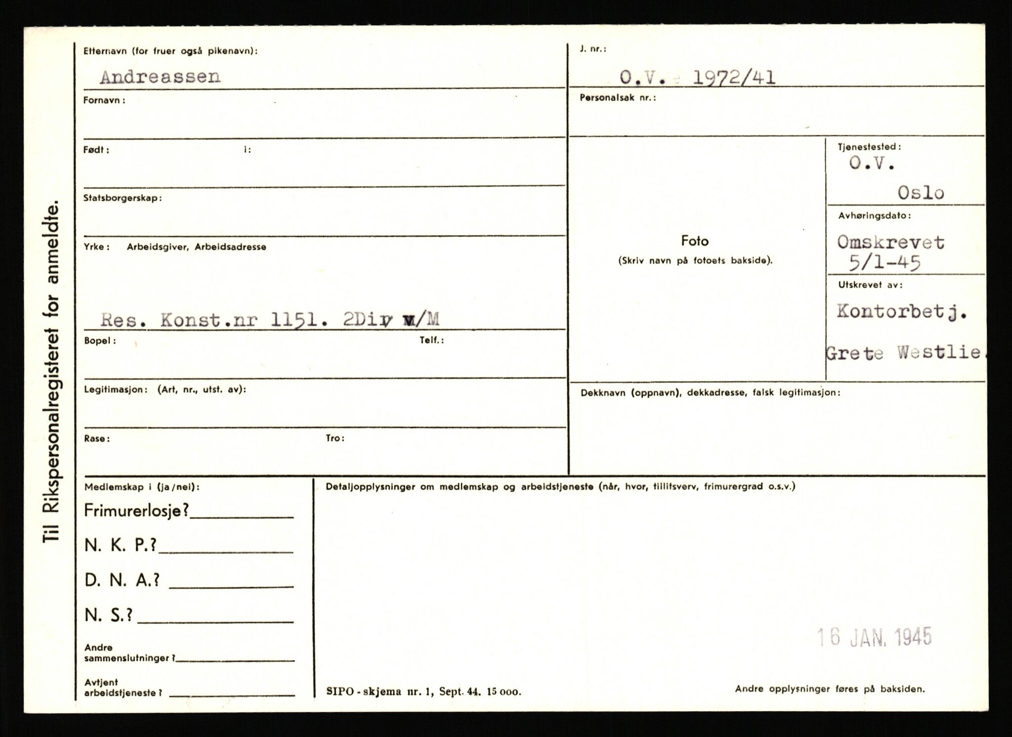 Statspolitiet - Hovedkontoret / Osloavdelingen, AV/RA-S-1329/C/Ca/L0001: Aabakken - Armann, 1943-1945, p. 3689