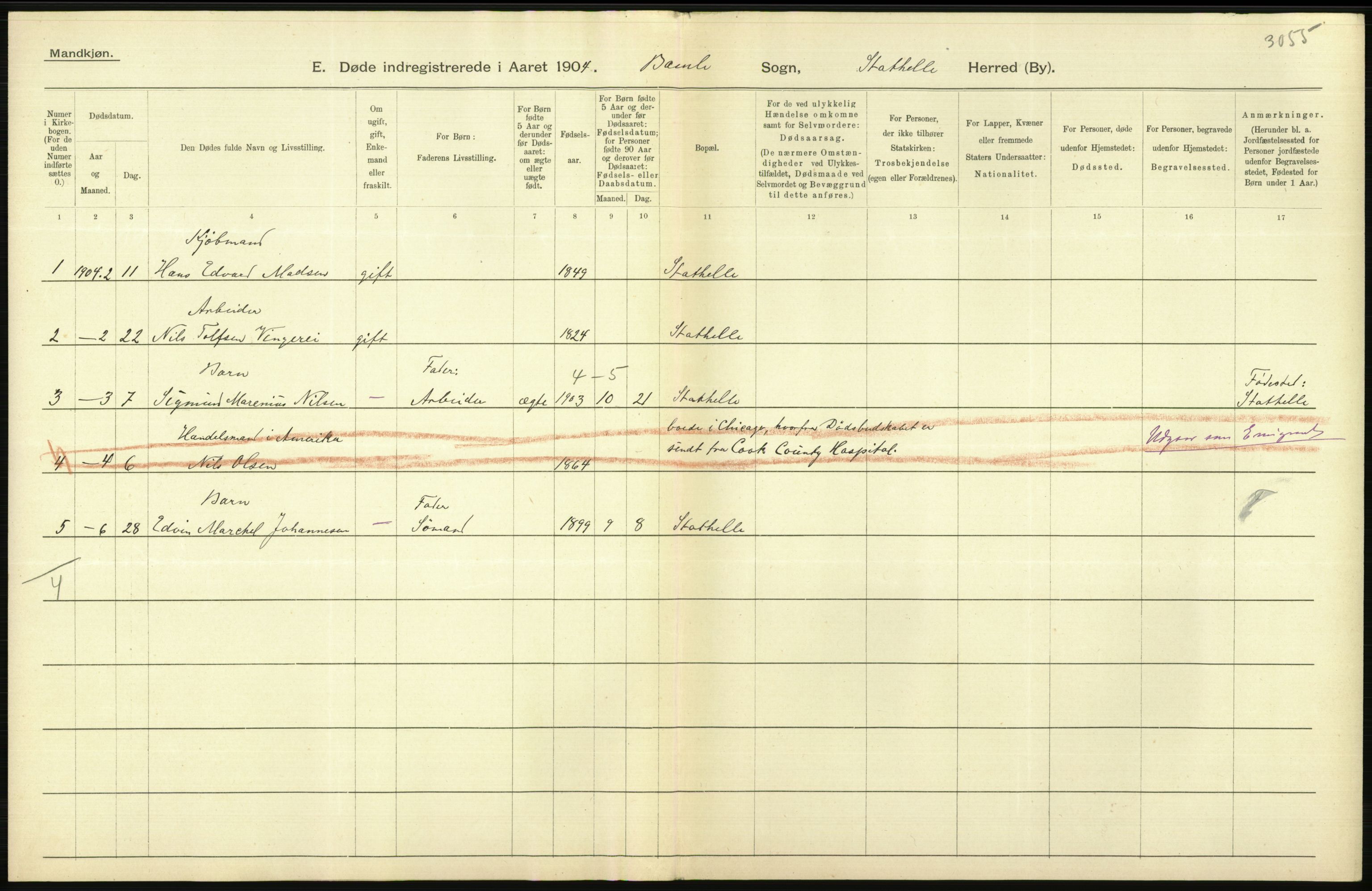 Statistisk sentralbyrå, Sosiodemografiske emner, Befolkning, AV/RA-S-2228/D/Df/Dfa/Dfab/L0009: Bratsberg amt: Fødte, gifte, døde, 1904, p. 768