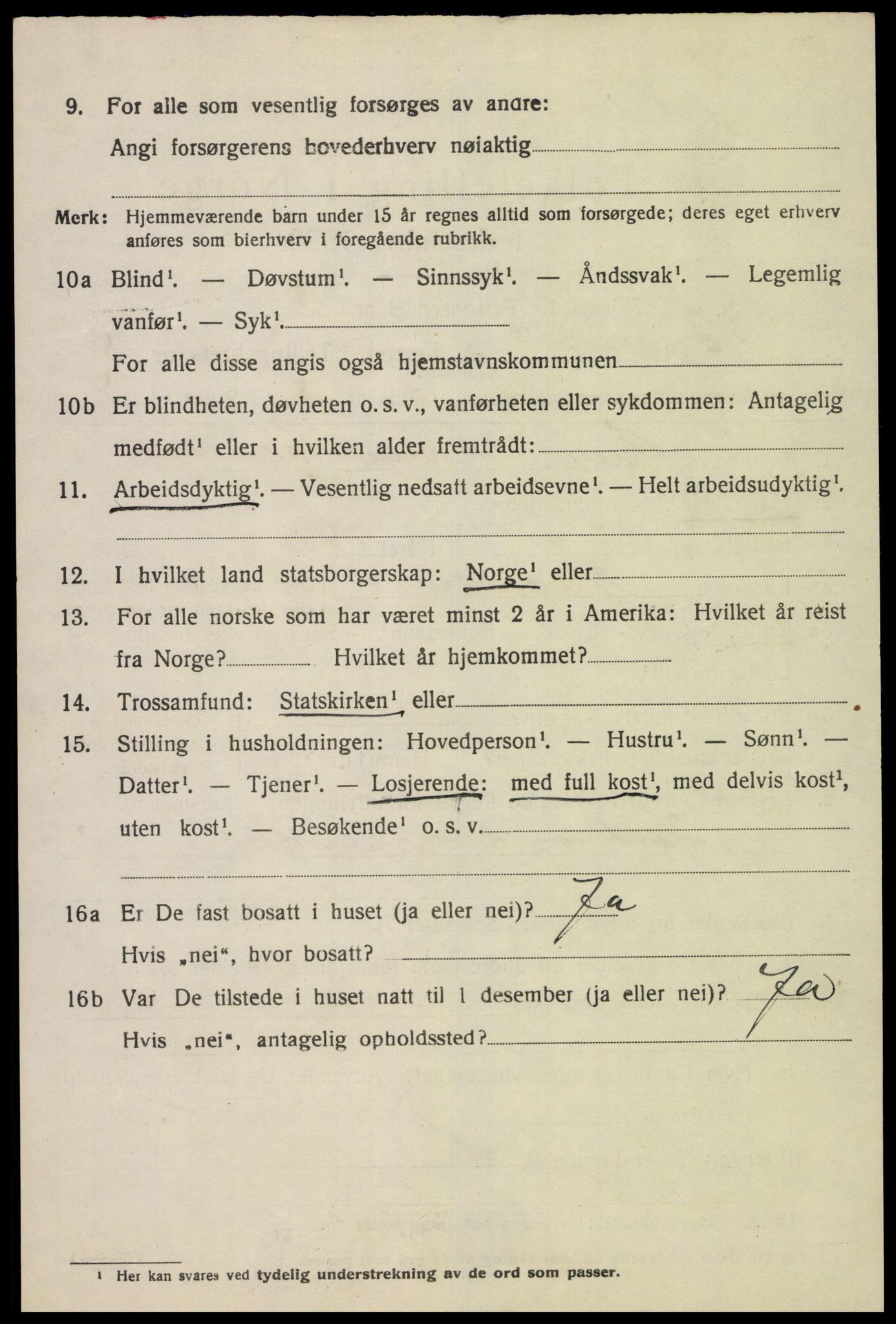 SAK, 1920 census for Hægebostad, 1920, p. 2192