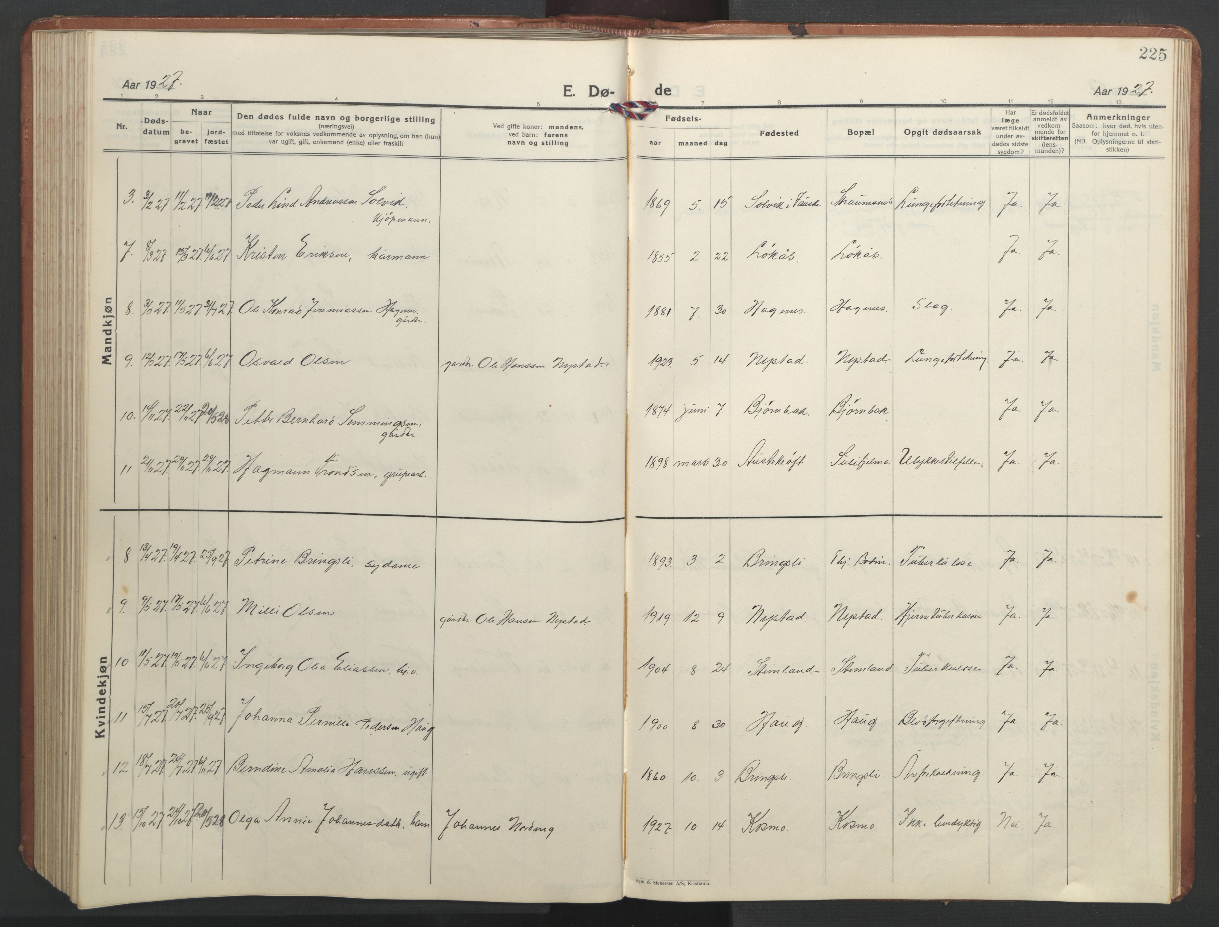 Ministerialprotokoller, klokkerbøker og fødselsregistre - Nordland, AV/SAT-A-1459/851/L0727: Parish register (copy) no. 851C02, 1925-1948, p. 225