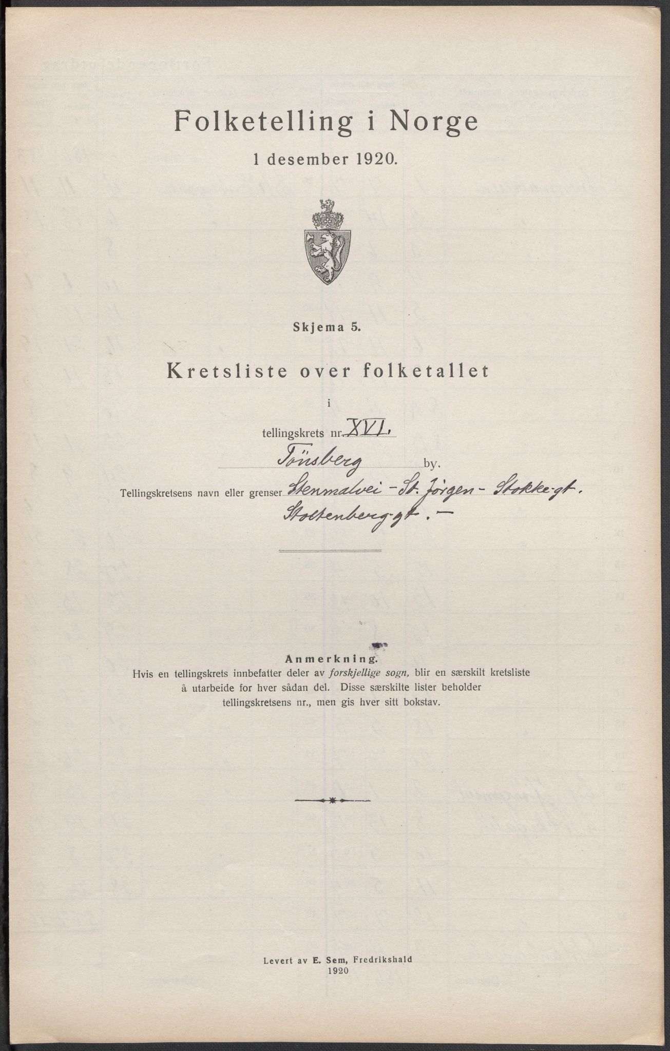 SAKO, 1920 census for Tønsberg, 1920, p. 37