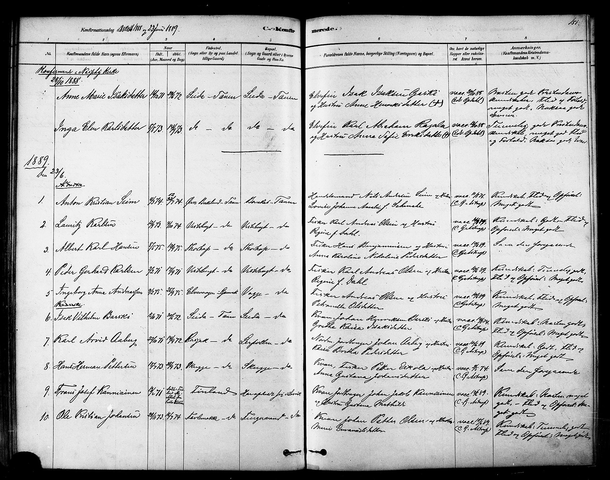 Tana sokneprestkontor, SATØ/S-1334/H/Ha/L0004kirke: Parish register (official) no. 4, 1878-1891, p. 151