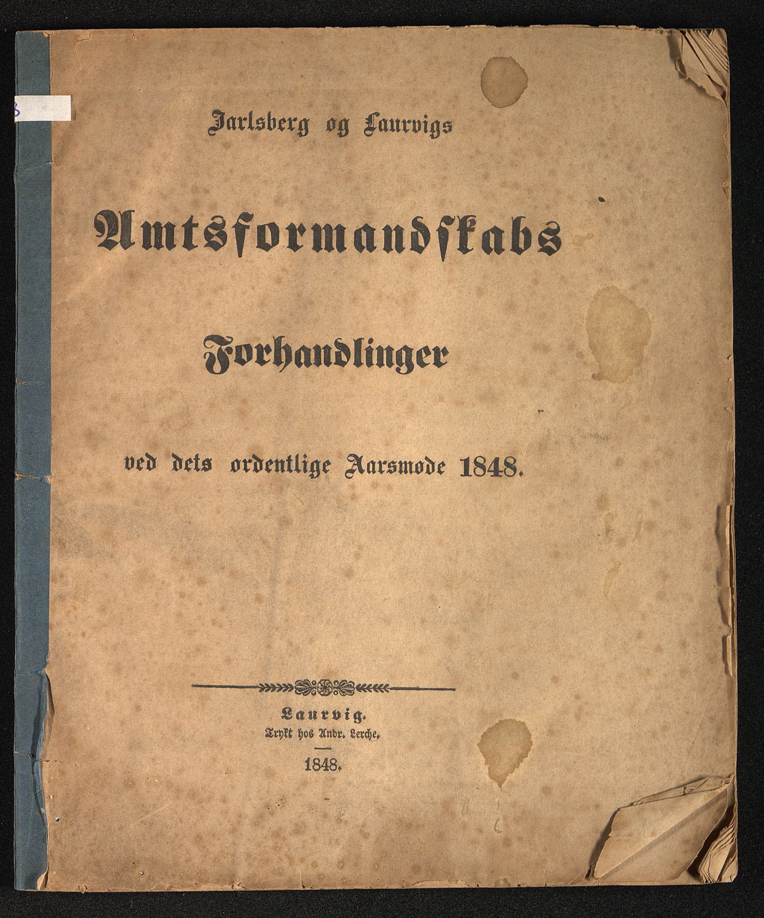 Vestfold fylkeskommune. Fylkestinget, VEMU/A-1315/A/Ab/Abb/L0001/0011: Fylkestingsforhandlinger / Fylkestingsforhandling, 1848