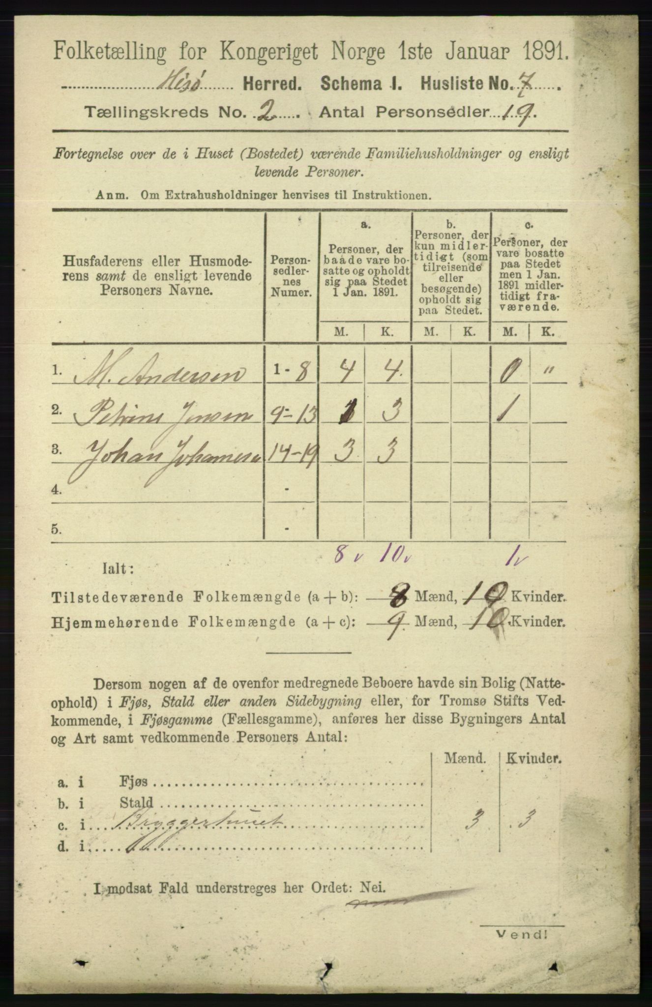 RA, 1891 census for 0922 Hisøy, 1891, p. 724