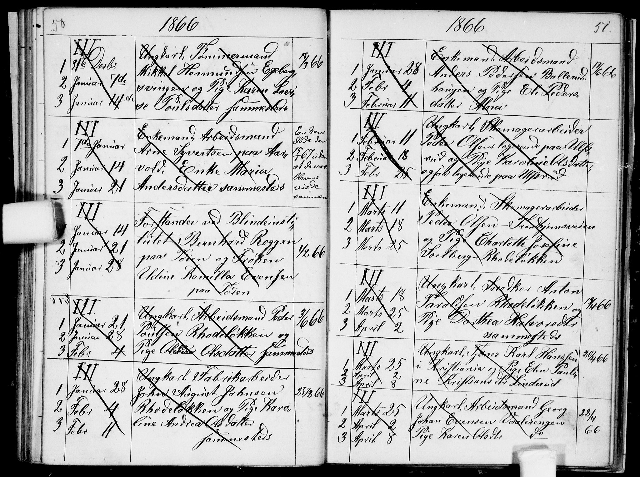 Østre Aker prestekontor Kirkebøker, SAO/A-10840/H/Ha/L0002: Banns register no. I 2, 1861-1872, p. 50-51