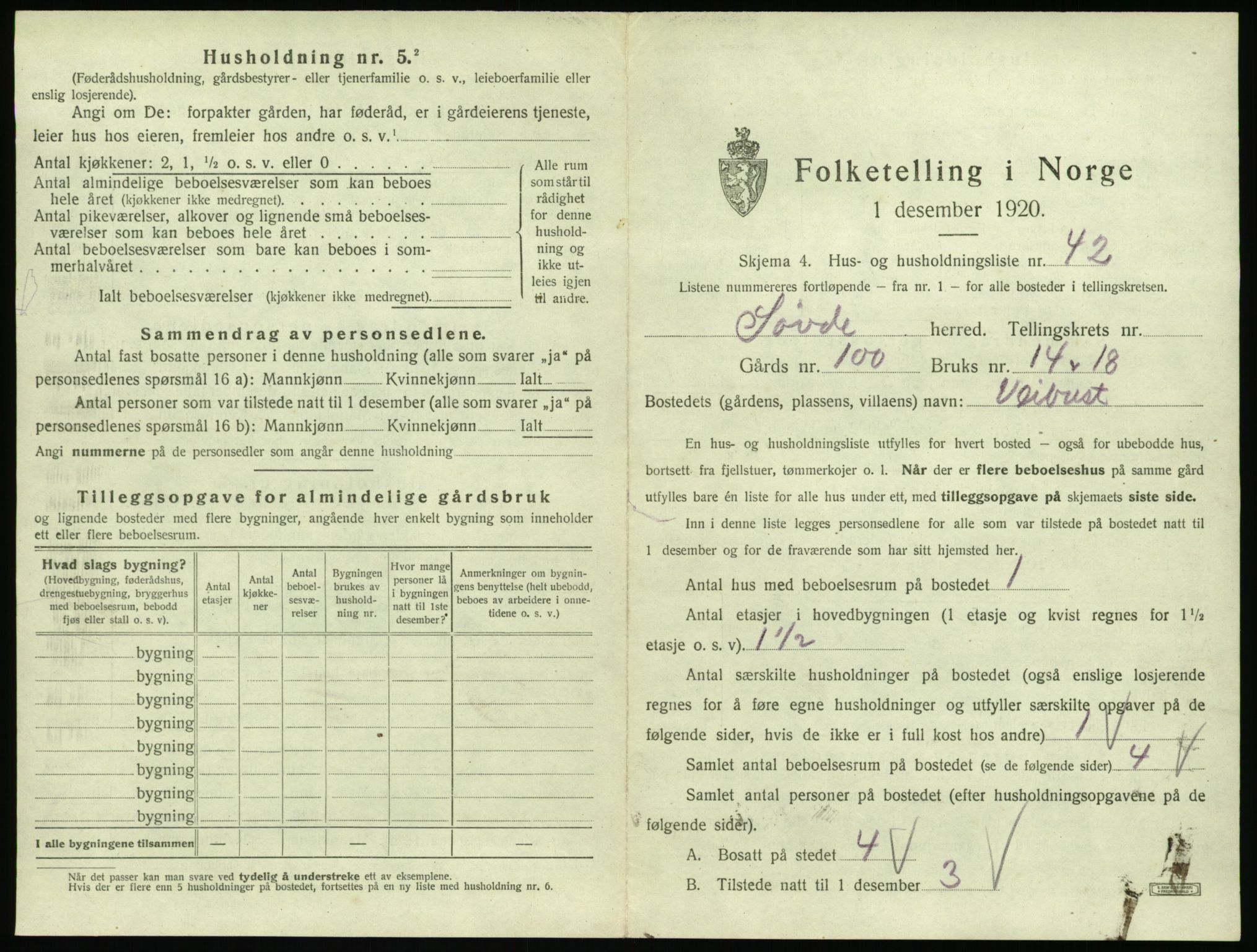 SAT, 1920 census for Syvde, 1920, p. 412