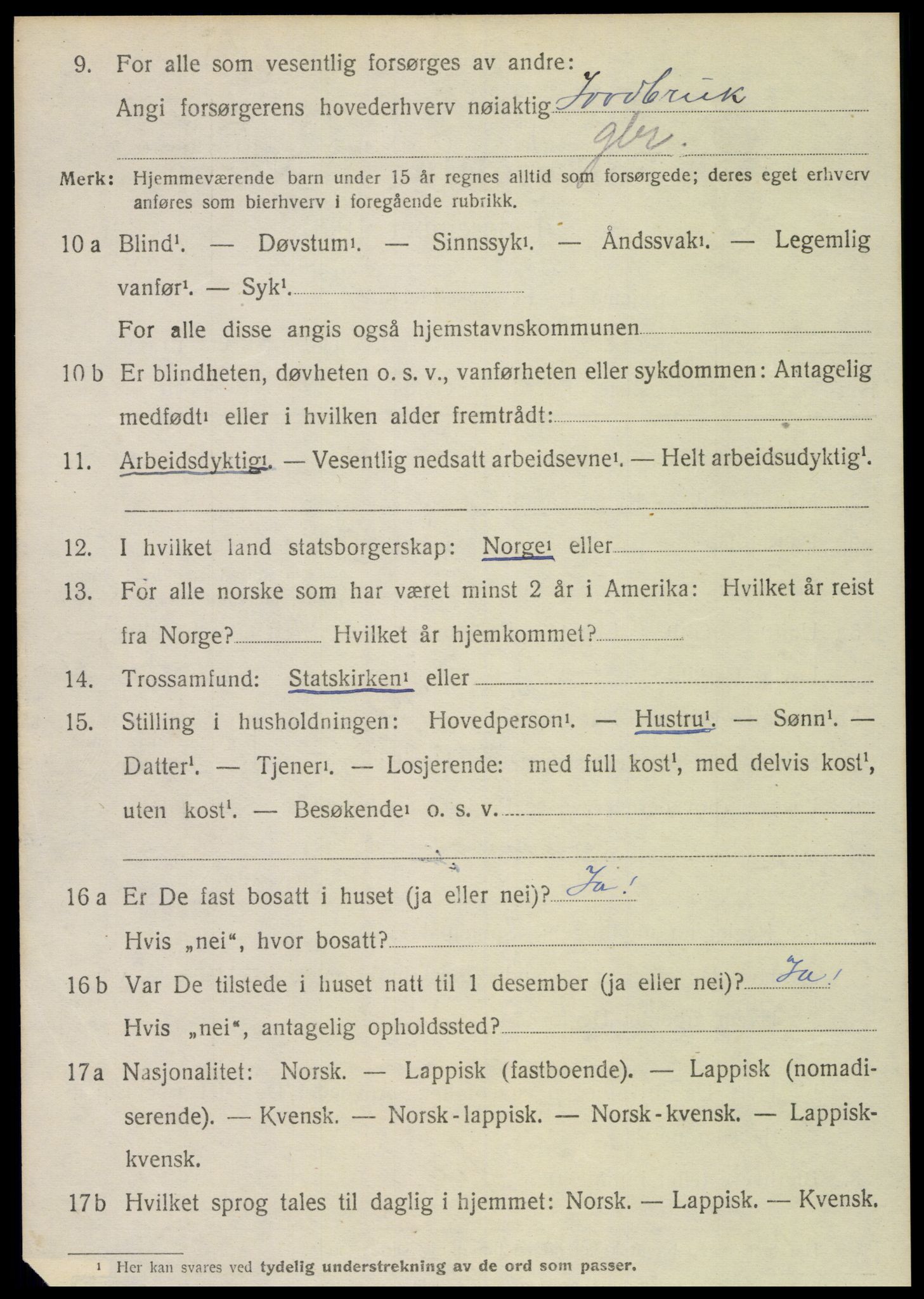 SAT, 1920 census for Kolvereid, 1920, p. 5094