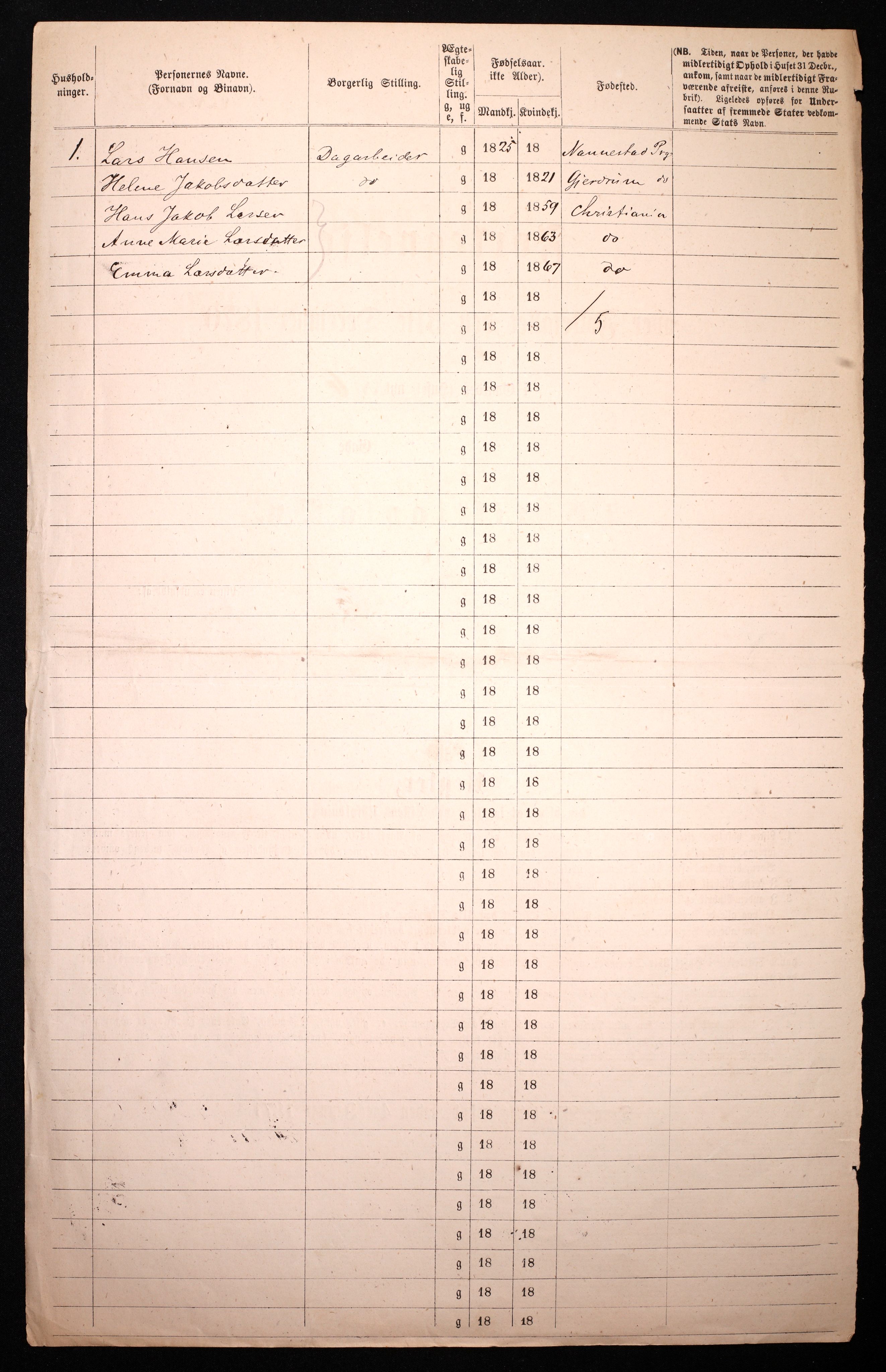 RA, 1870 census for 0301 Kristiania, 1870, p. 425