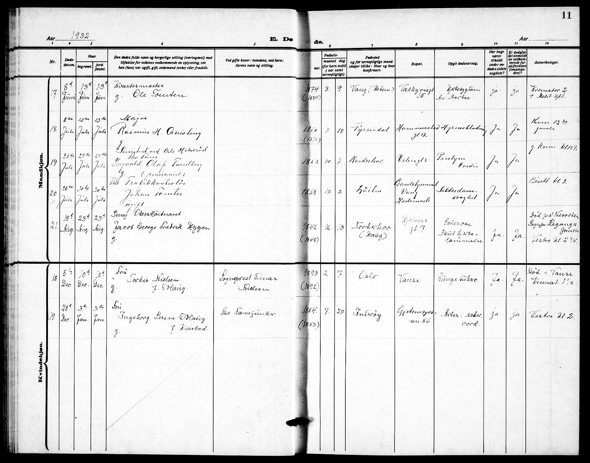 Garnisonsmenigheten Kirkebøker, SAO/A-10846/F/Fa/L0020: Parish register (official) no. 20, 1930-1938, p. 11