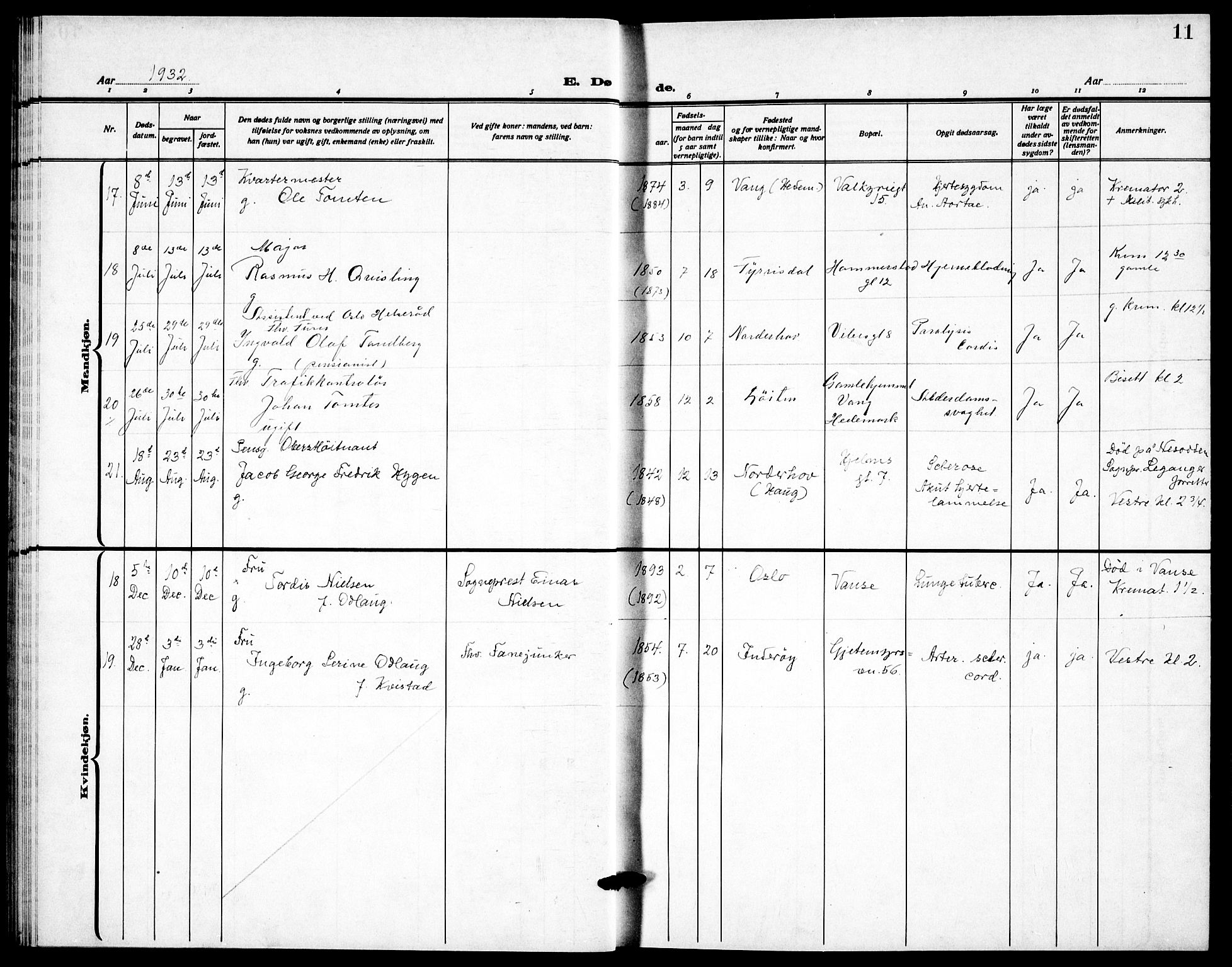 Garnisonsmenigheten Kirkebøker, AV/SAO-A-10846/F/Fa/L0020: Parish register (official) no. 20, 1930-1938, p. 11