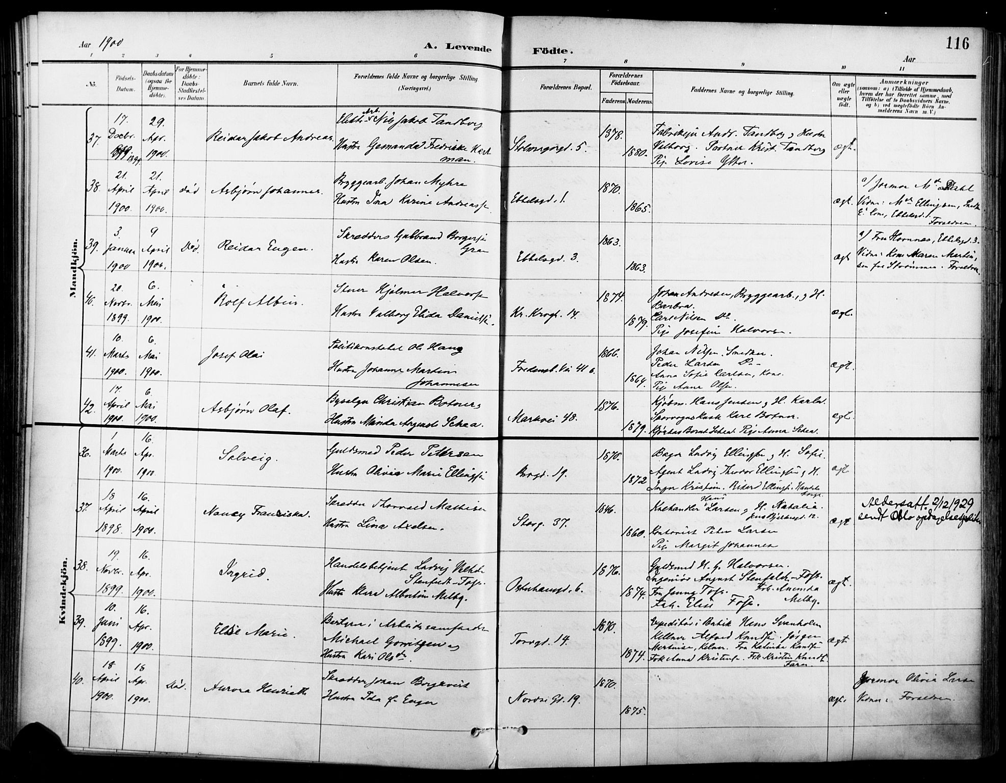 Jakob prestekontor Kirkebøker, SAO/A-10850/F/Fa/L0005: Parish register (official) no. 5, 1896-1903, p. 116