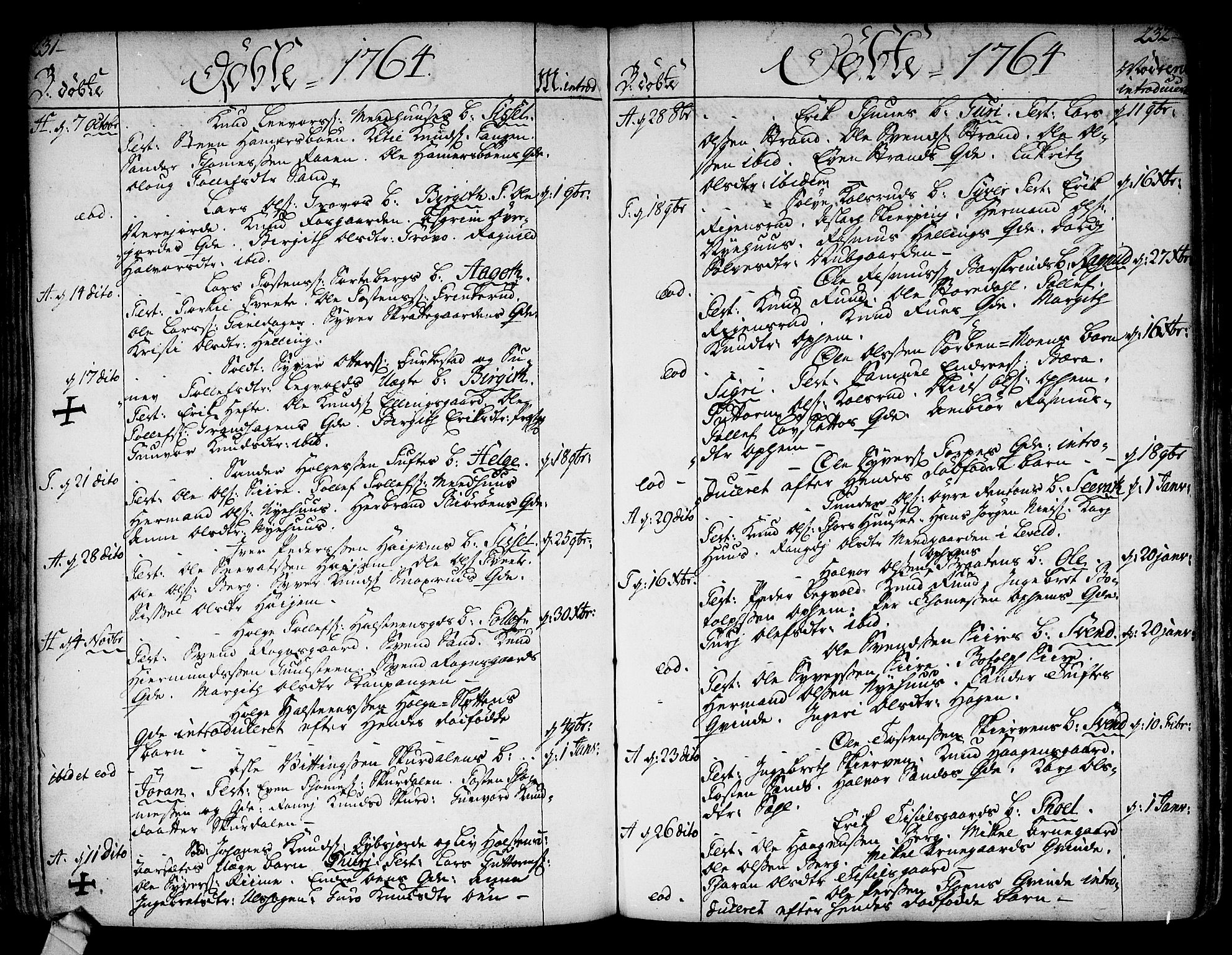 Ål kirkebøker, AV/SAKO-A-249/F/Fa/L0001: Parish register (official) no. I 1, 1744-1769, p. 231-232