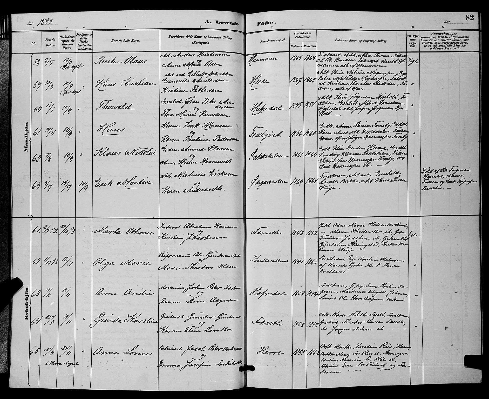 Bamble kirkebøker, AV/SAKO-A-253/G/Ga/L0009: Parish register (copy) no. I 9, 1888-1900, p. 82