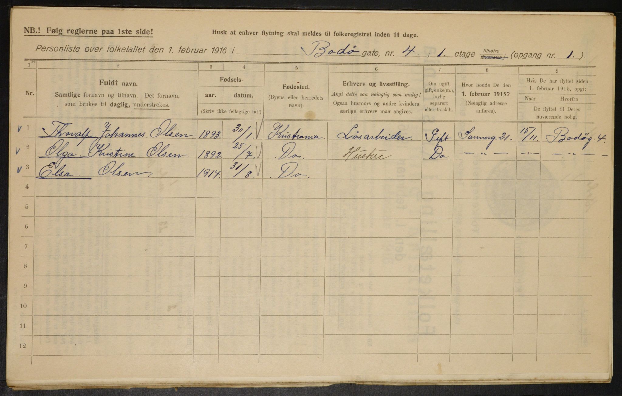 OBA, Municipal Census 1916 for Kristiania, 1916, p. 6813