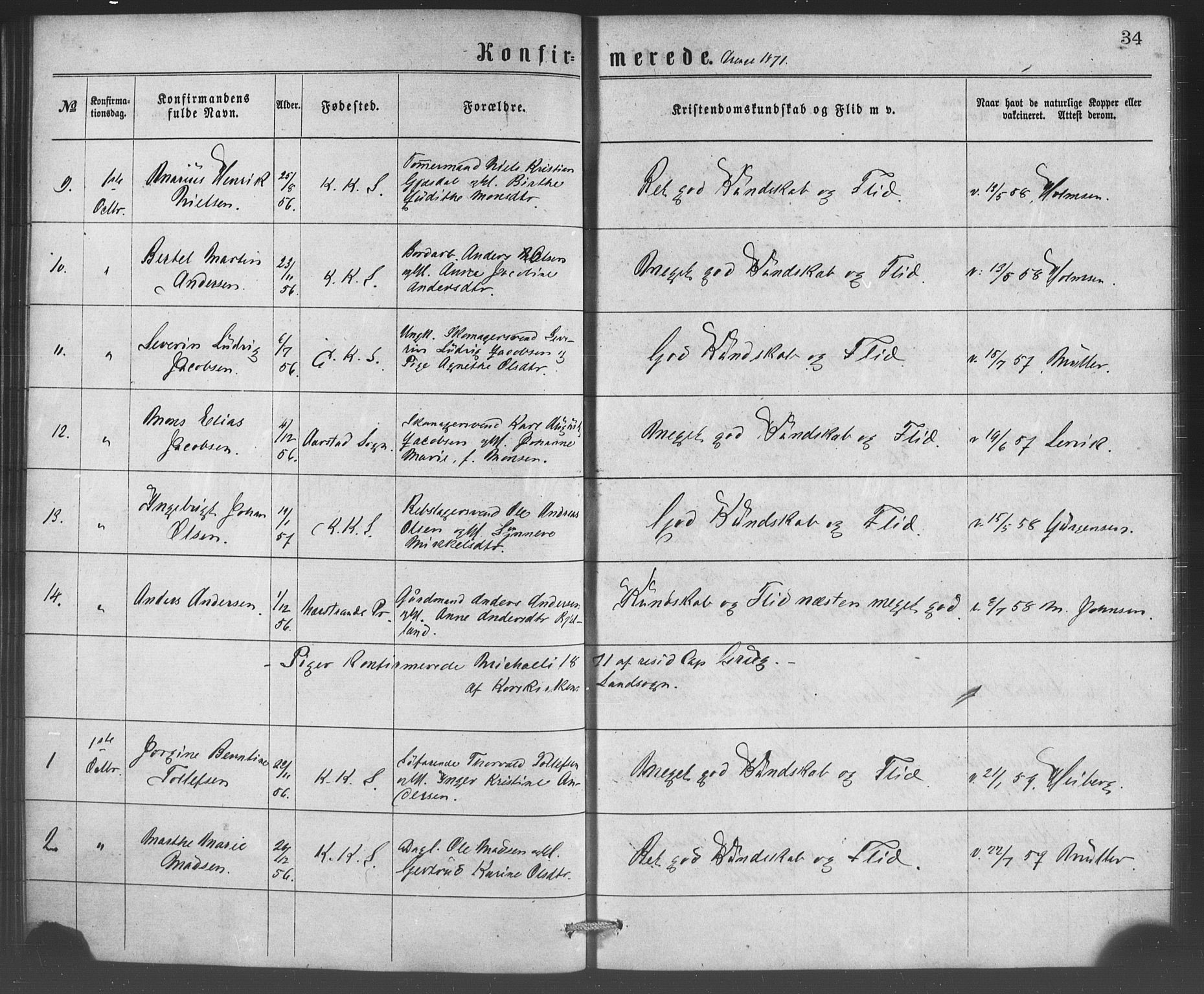 Korskirken sokneprestembete, SAB/A-76101/H/Haa/L0070: Curate's parish register no. A 5, 1869-1885, p. 34