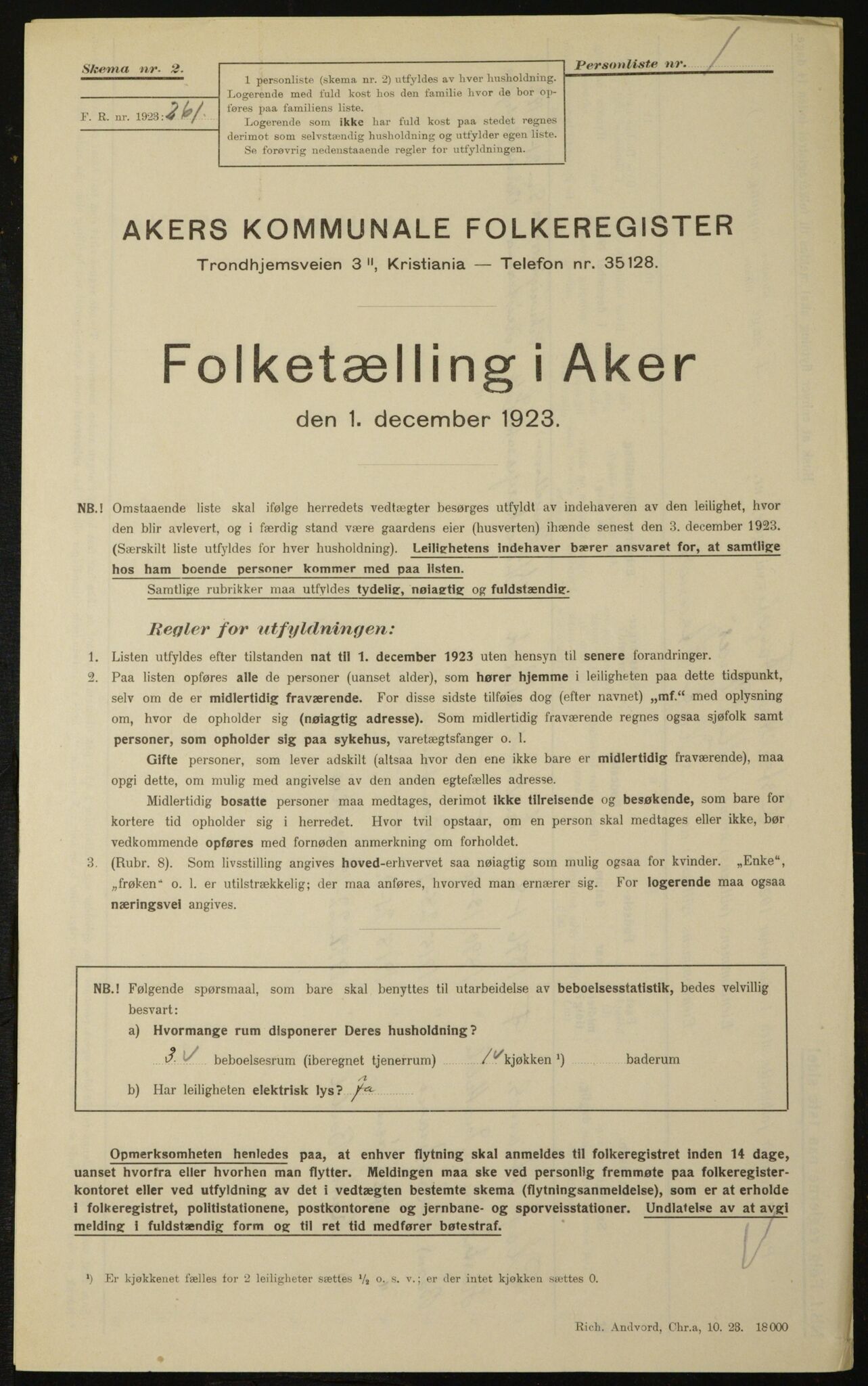 , Municipal Census 1923 for Aker, 1923, p. 23910