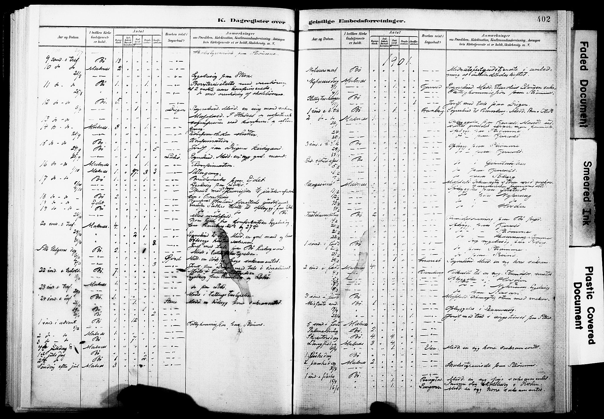 Ministerialprotokoller, klokkerbøker og fødselsregistre - Nordland, AV/SAT-A-1459/891/L1305: Parish register (official) no. 891A10, 1895-1921, p. 402