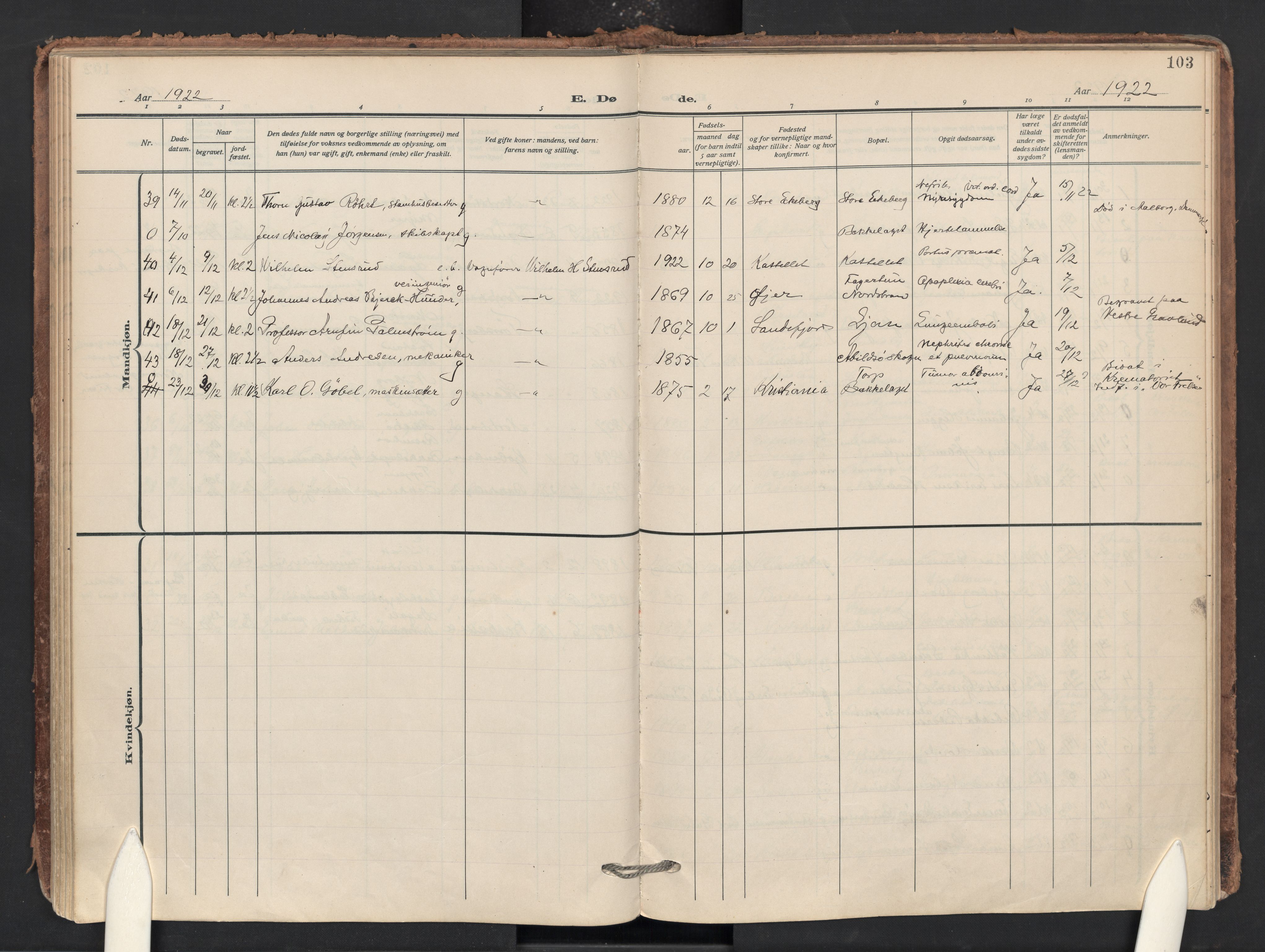 Nordstrand prestekontor Kirkebøker, AV/SAO-A-10362a/F/Fa/L0003: Parish register (official) no. 3, 1914-1932, p. 103