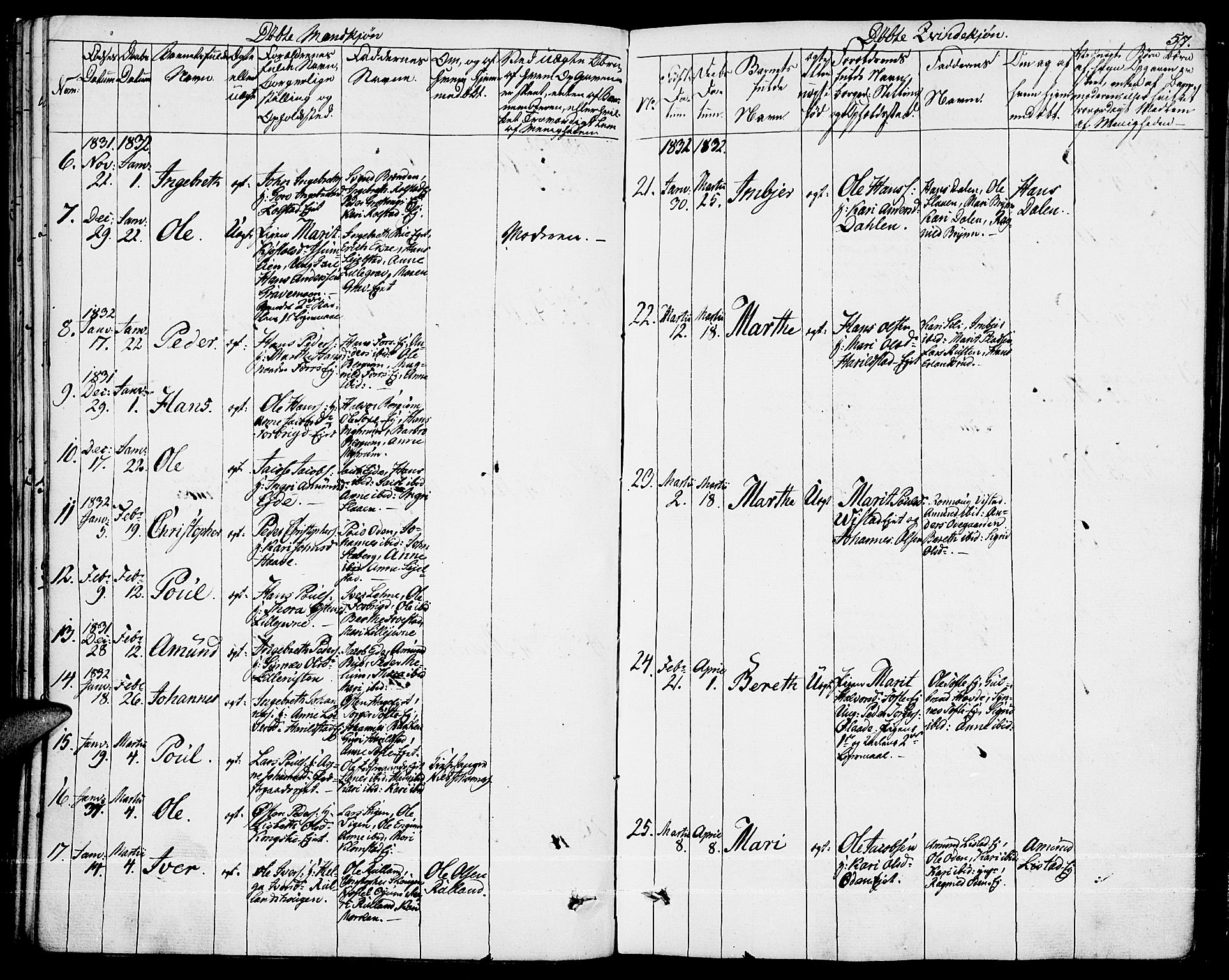 Fron prestekontor, AV/SAH-PREST-078/H/Ha/Haa/L0003: Parish register (official) no. 3, 1828-1838, p. 57