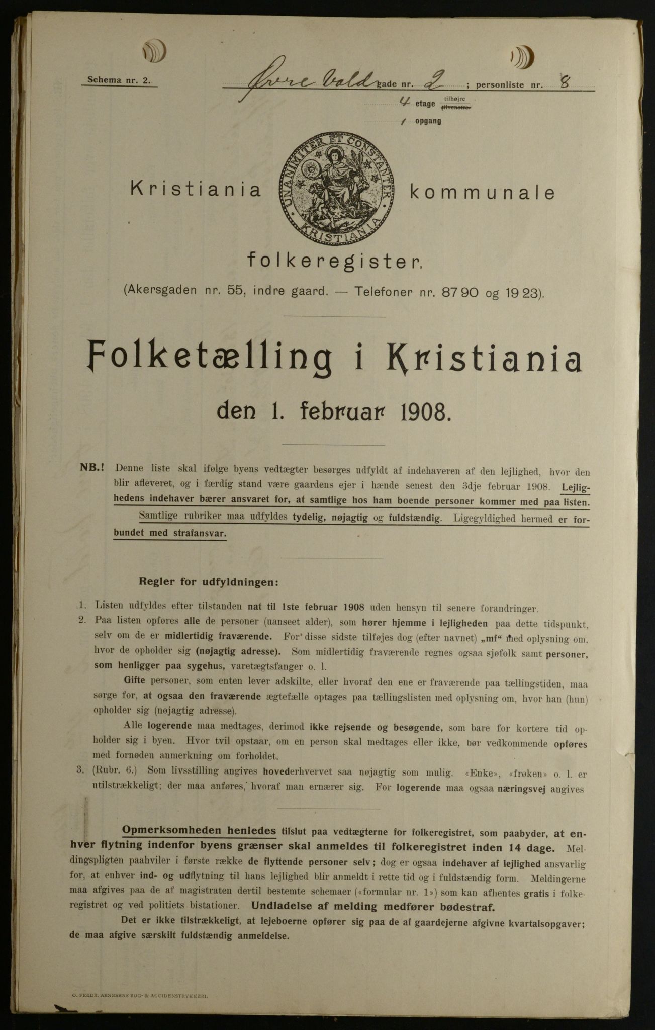 OBA, Municipal Census 1908 for Kristiania, 1908, p. 116803