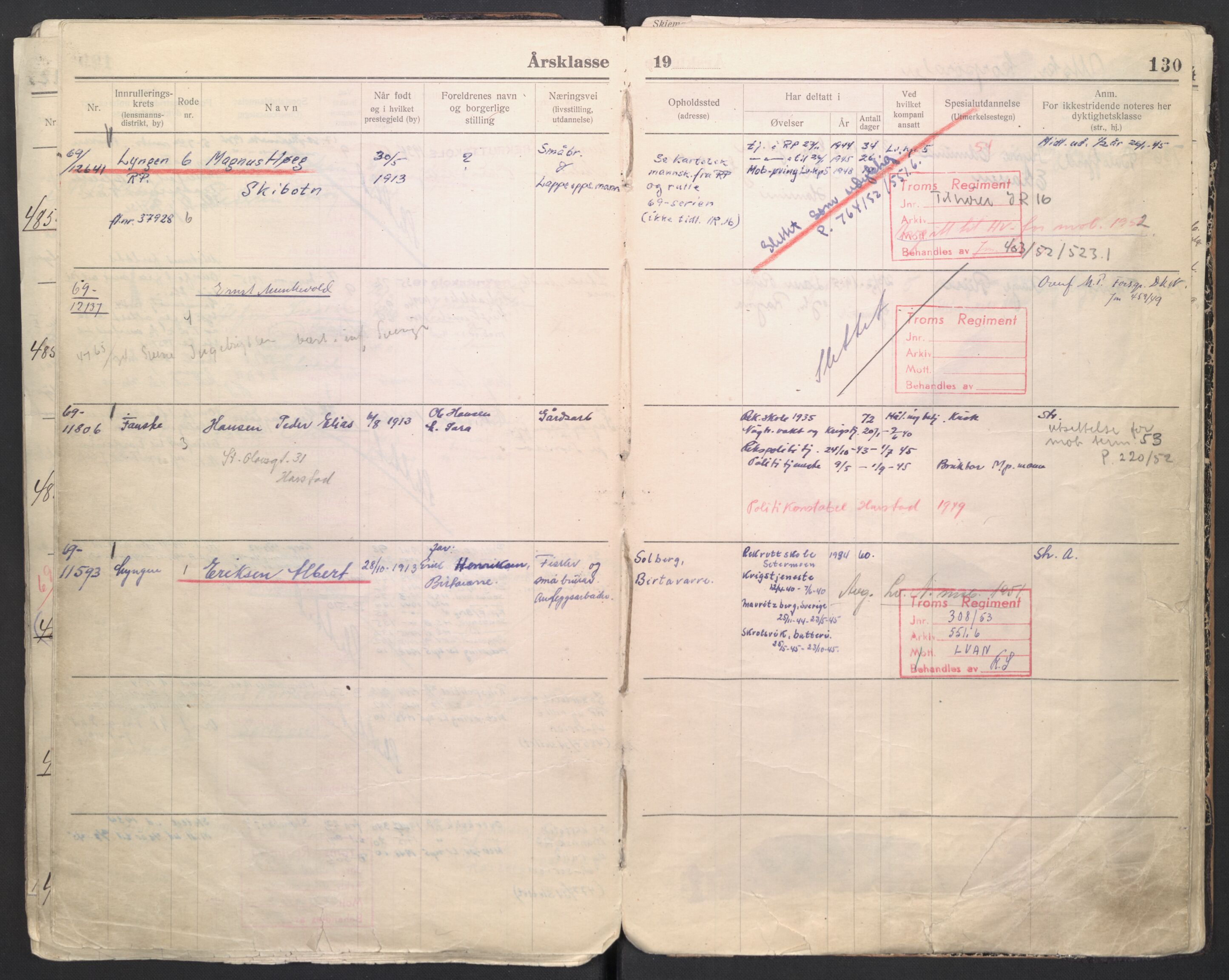 Forsvaret, Troms infanteriregiment nr. 16, AV/RA-RAFA-3146/P/Pa/L0006/0007: Ruller / Rulle for regimentets menige mannskaper, årsklasse 1934, 1934, p. 130