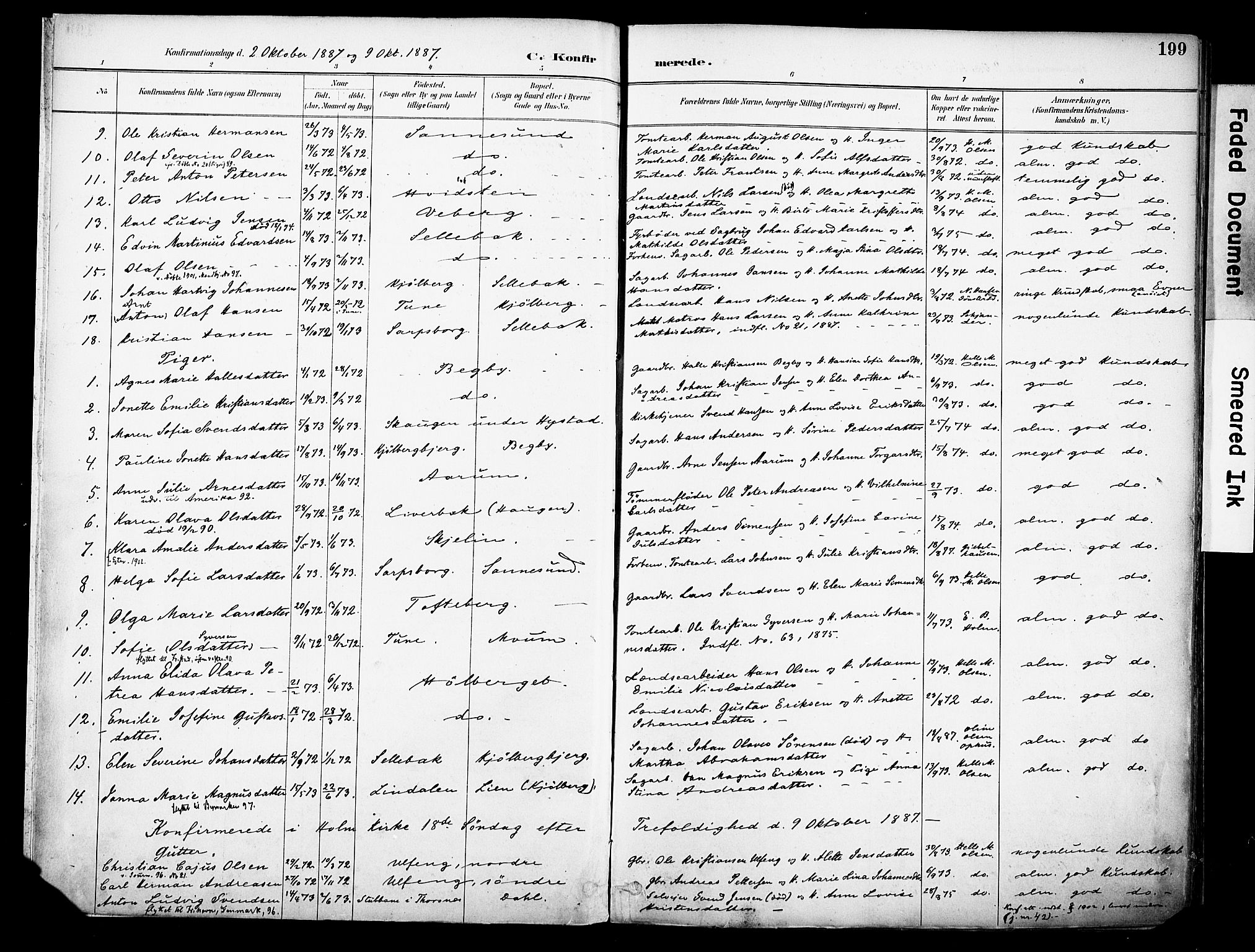 Borge prestekontor Kirkebøker, AV/SAO-A-10903/F/Fa/L0008: Parish register (official) no. I 8B, 1887-1902, p. 199