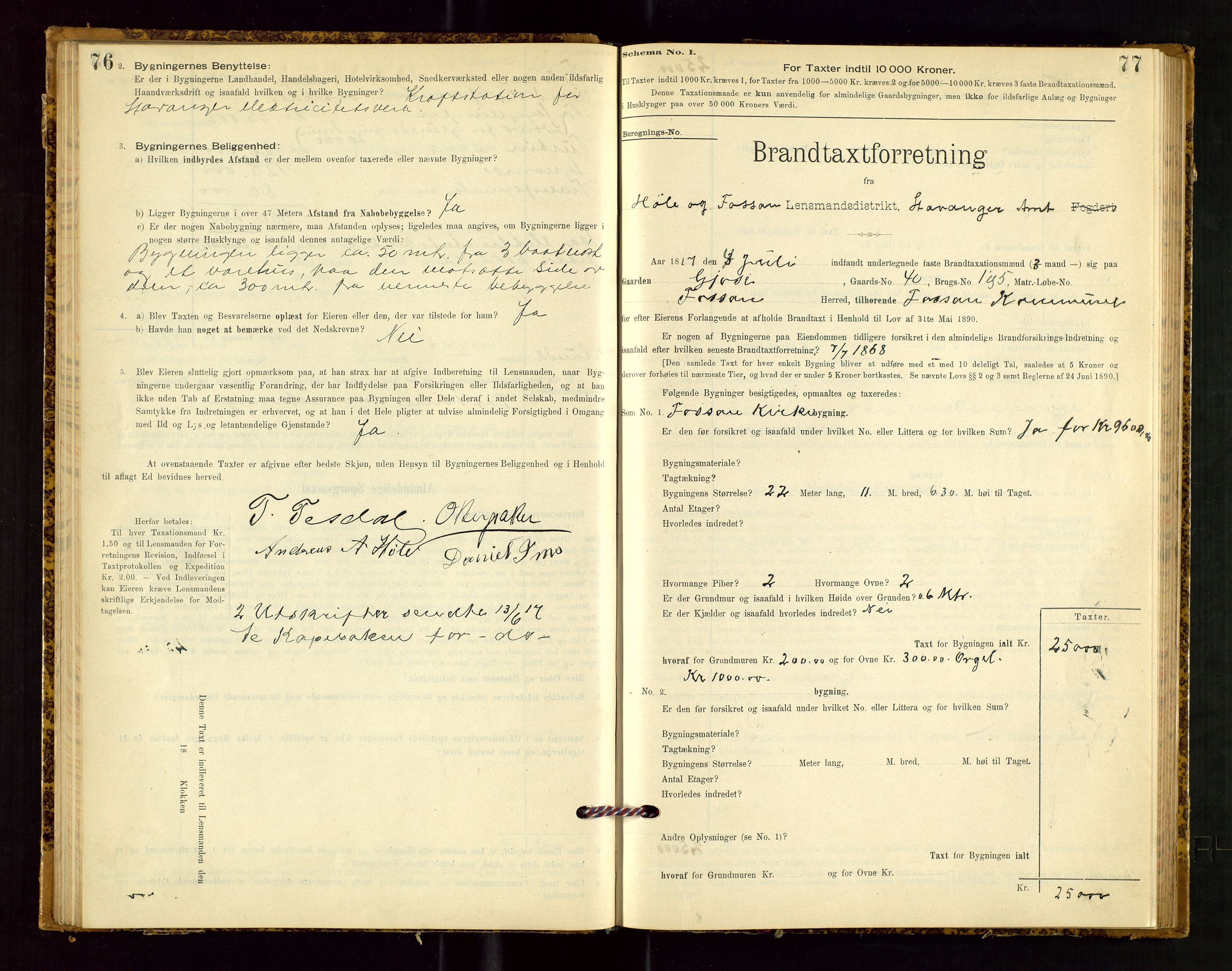 Høle og Forsand lensmannskontor, AV/SAST-A-100127/Gob/L0001: "Brandtaxtprotokol" - skjematakst, 1897-1940, p. 76-77