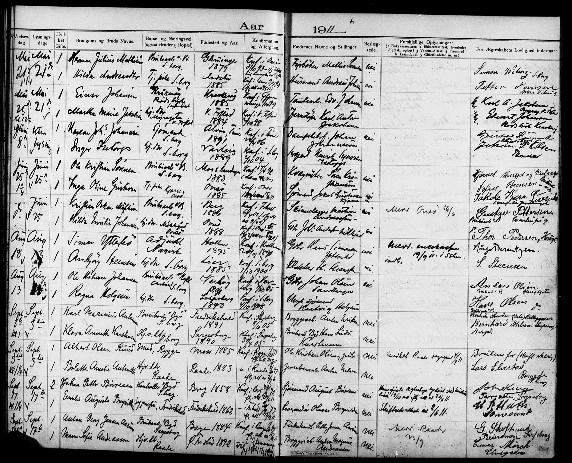 Sarpsborg prestekontor Kirkebøker, AV/SAO-A-2006/H/Ha/L0002: Banns register no. 2, 1904-1925