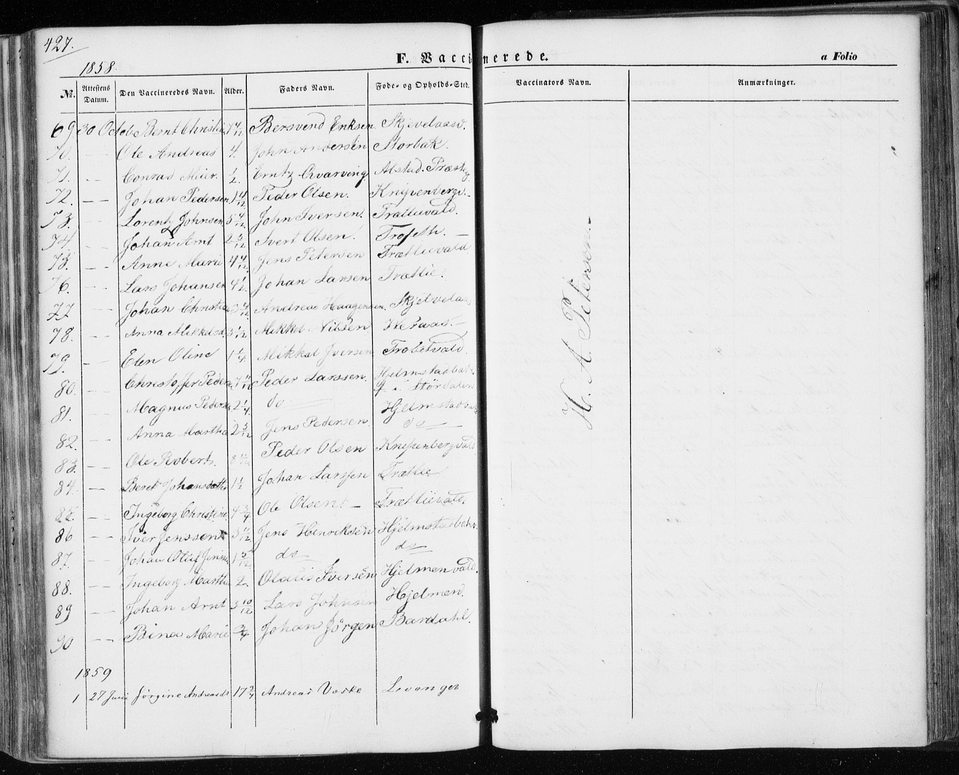 Ministerialprotokoller, klokkerbøker og fødselsregistre - Nord-Trøndelag, SAT/A-1458/717/L0154: Parish register (official) no. 717A07 /1, 1850-1862, p. 427