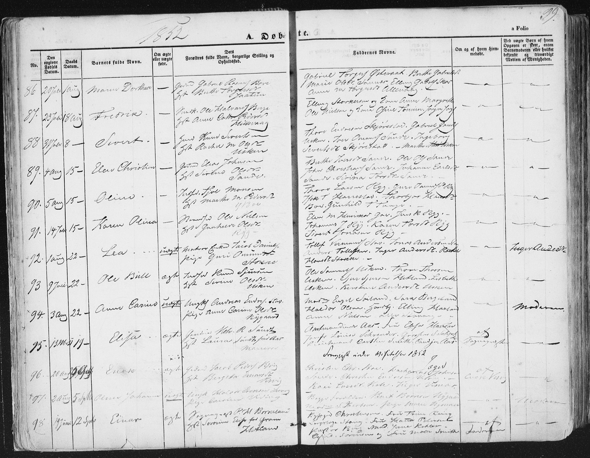 Hetland sokneprestkontor, AV/SAST-A-101826/30/30BA/L0002: Parish register (official) no. A 2, 1849-1869, p. 39