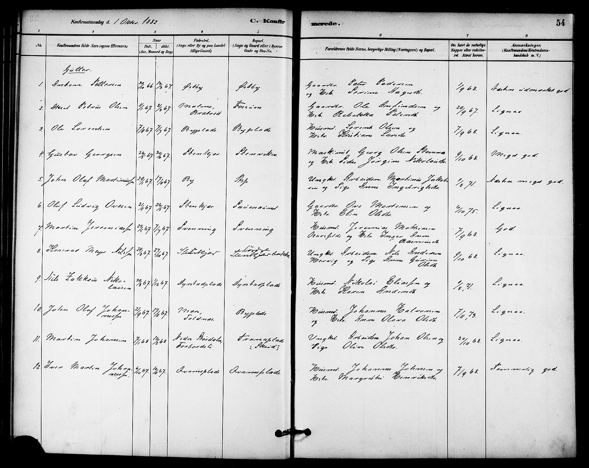 Ministerialprotokoller, klokkerbøker og fødselsregistre - Nord-Trøndelag, SAT/A-1458/740/L0378: Parish register (official) no. 740A01, 1881-1895, p. 54