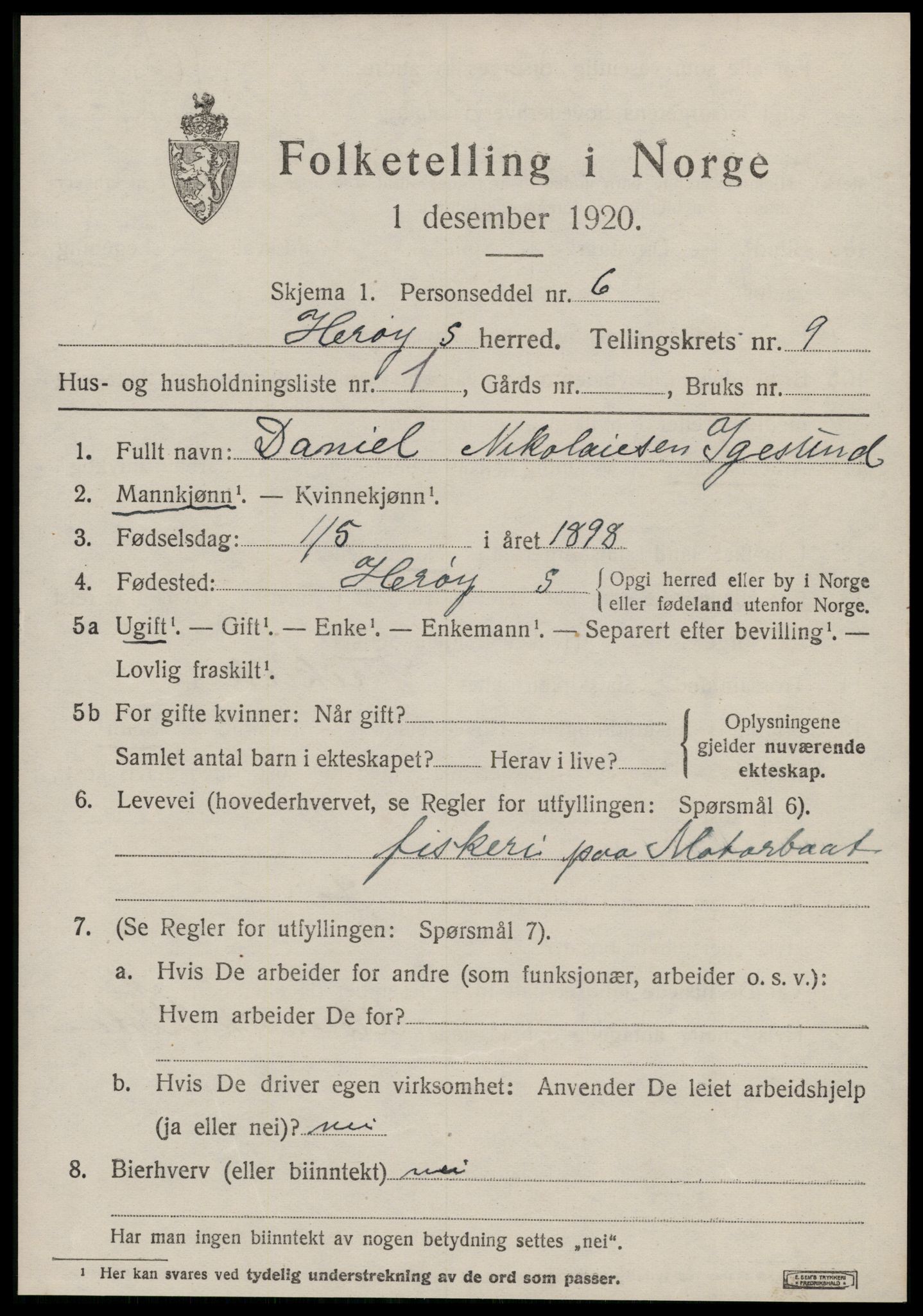 SAT, 1920 census for Herøy (MR), 1920, p. 5409