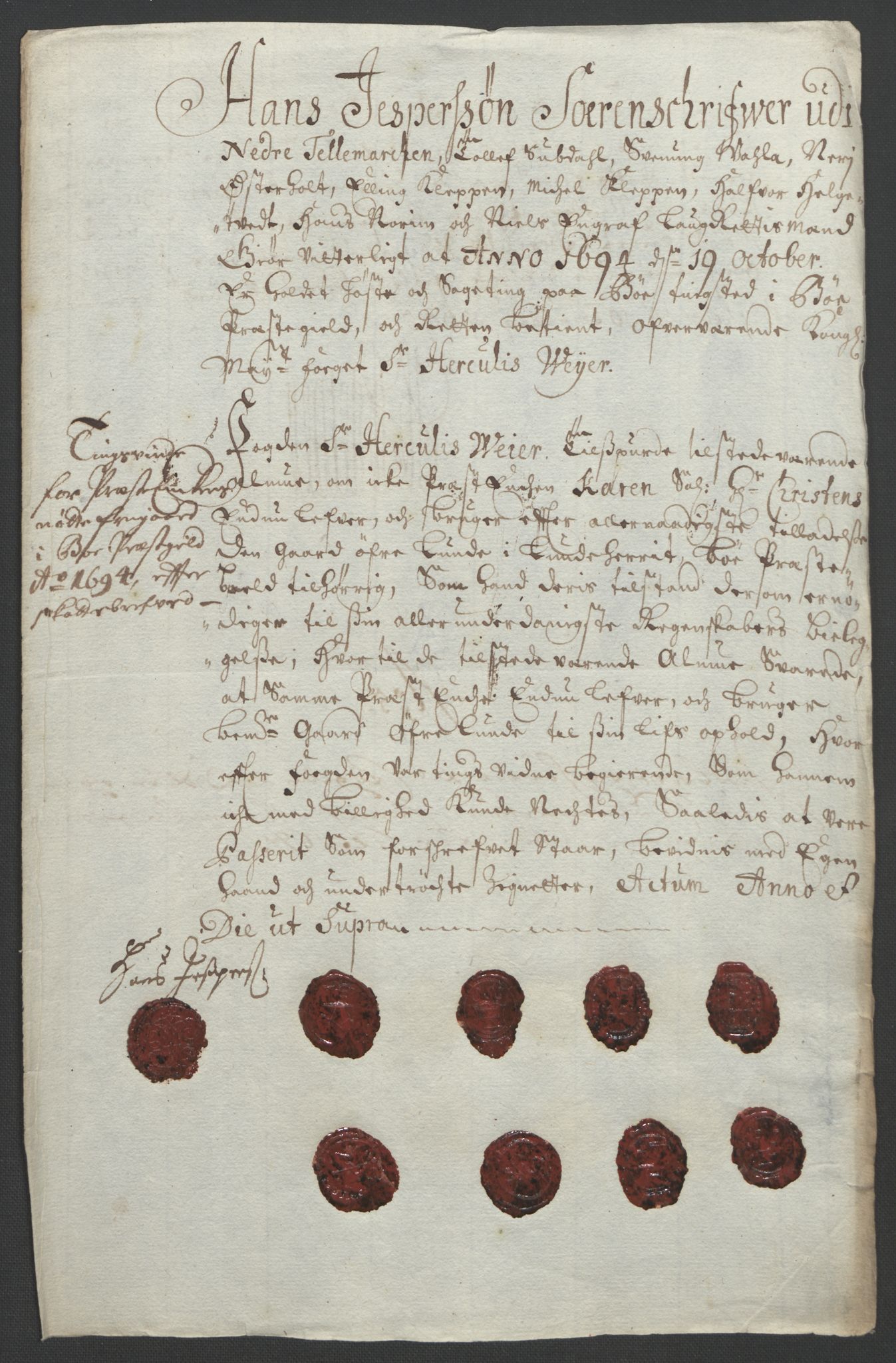 Rentekammeret inntil 1814, Reviderte regnskaper, Fogderegnskap, RA/EA-4092/R36/L2092: Fogderegnskap Øvre og Nedre Telemark og Bamble, 1694, p. 97