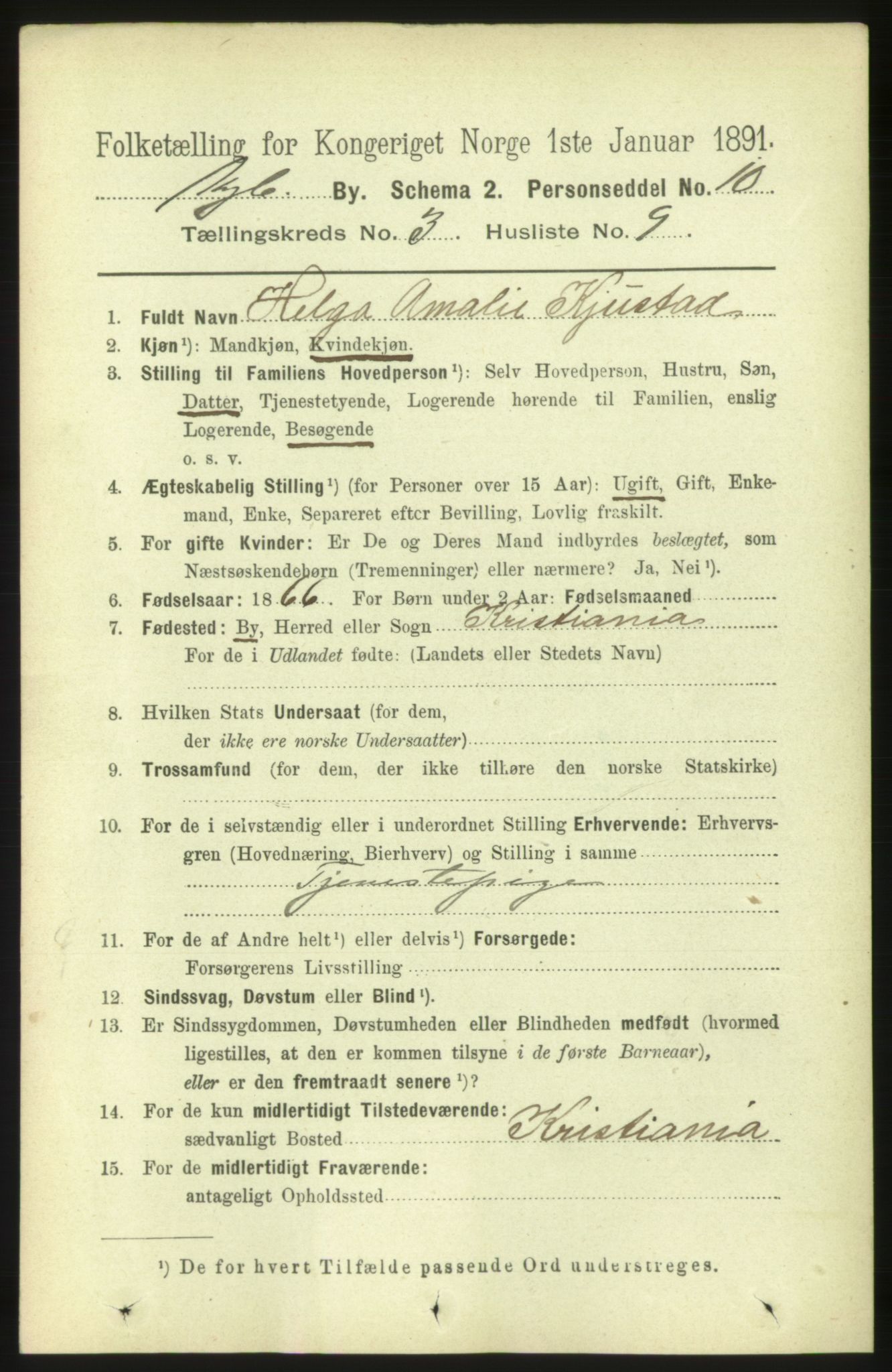 RA, 1891 census for 0604 Kongsberg, 1891, p. 2854