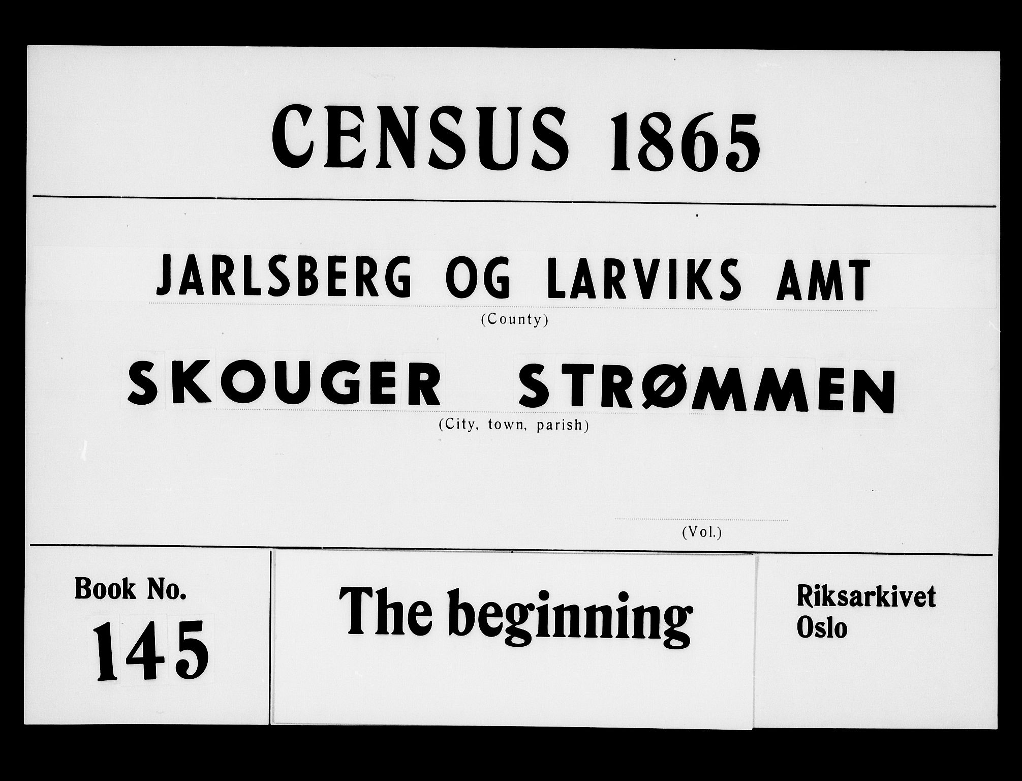 RA, 1865 census for Skoger, 1865, p. 1