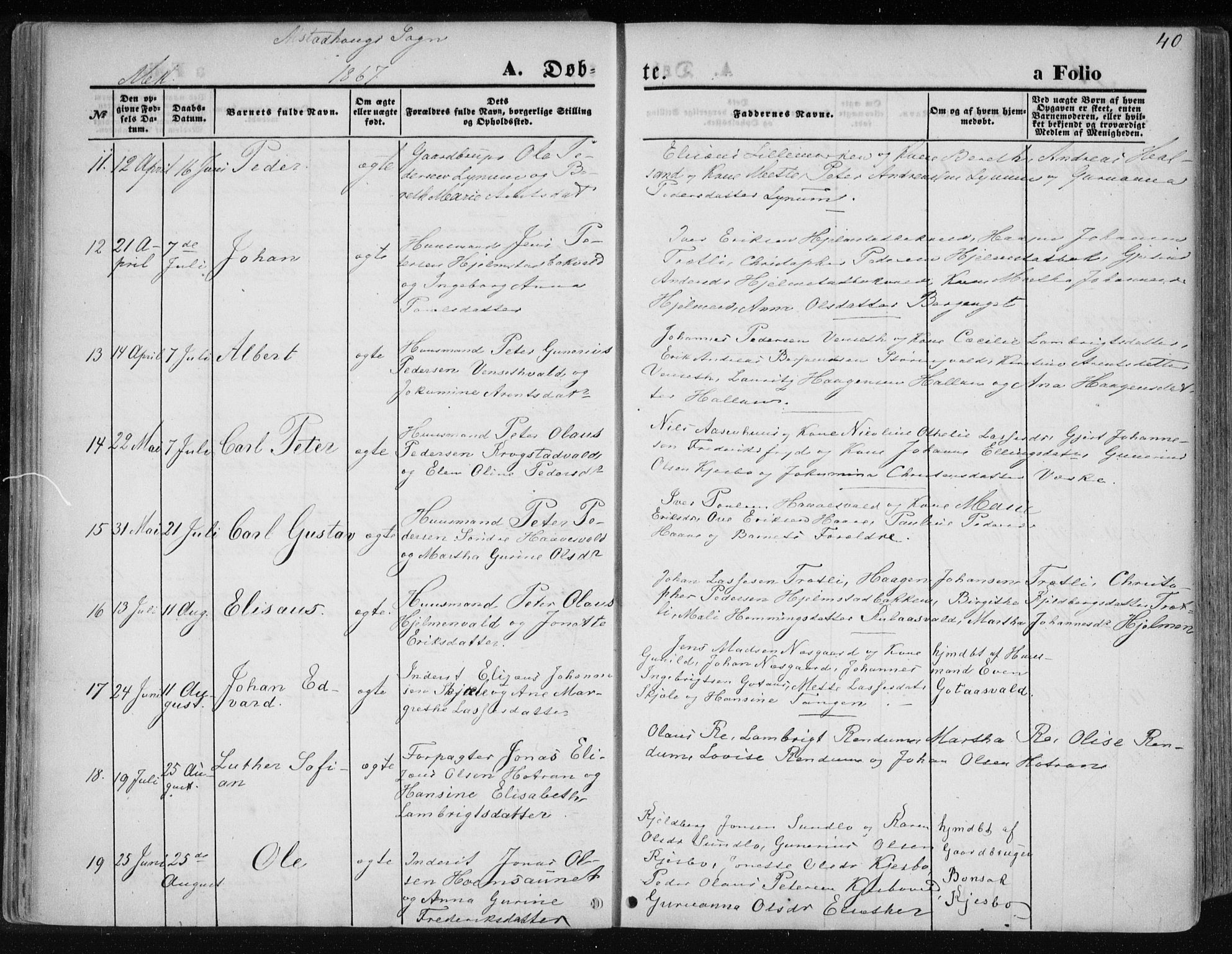 Ministerialprotokoller, klokkerbøker og fødselsregistre - Nord-Trøndelag, AV/SAT-A-1458/717/L0157: Parish register (official) no. 717A08 /1, 1863-1877, p. 40