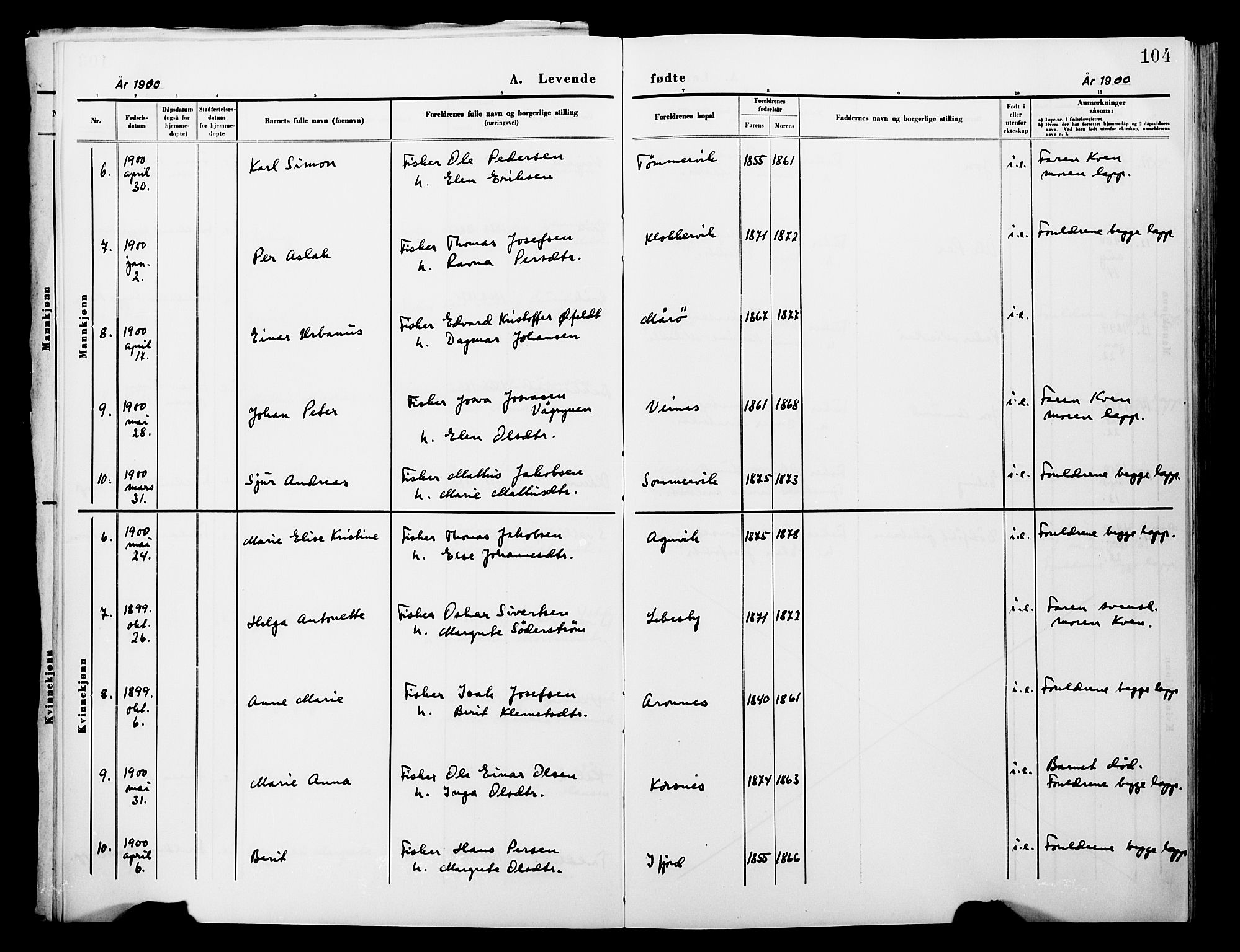 Lebesby sokneprestkontor, AV/SATØ-S-1353/H/Ha/L0004kirke: Parish register (official) no. 4, 1870-1902, p. 104