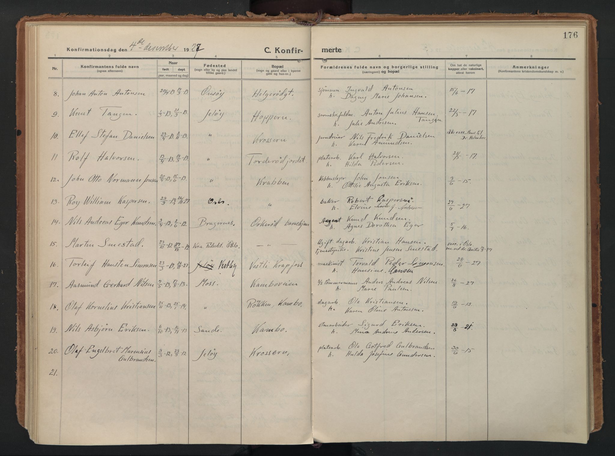 Moss prestekontor Kirkebøker, AV/SAO-A-2003/F/Fc/L0004: Parish register (official) no. III 4, 1915-1929, p. 176