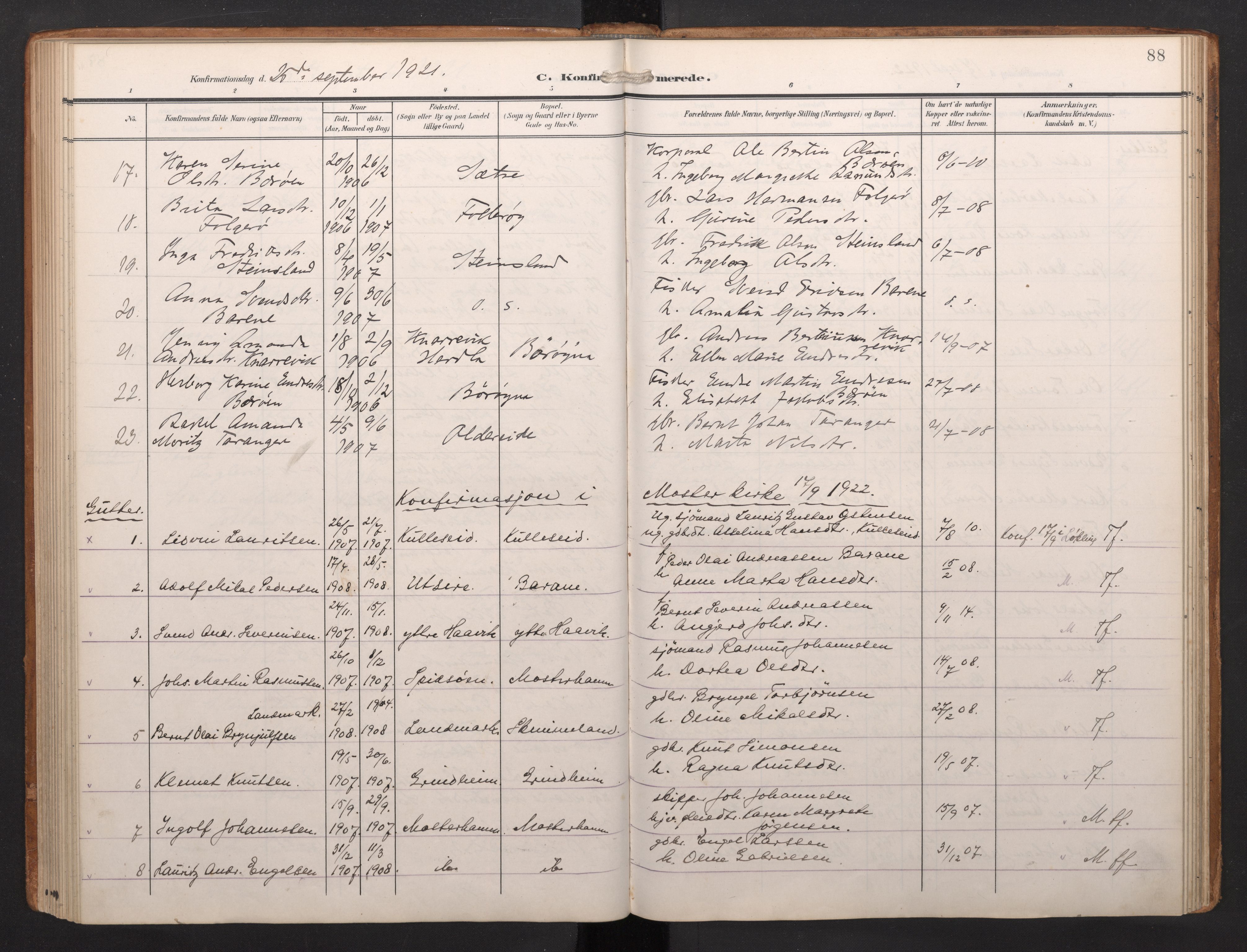 Finnås sokneprestembete, AV/SAB-A-99925/H/Ha/Haa/Haab/L0003: Parish register (official) no. B 3, 1907-1923, p. 88