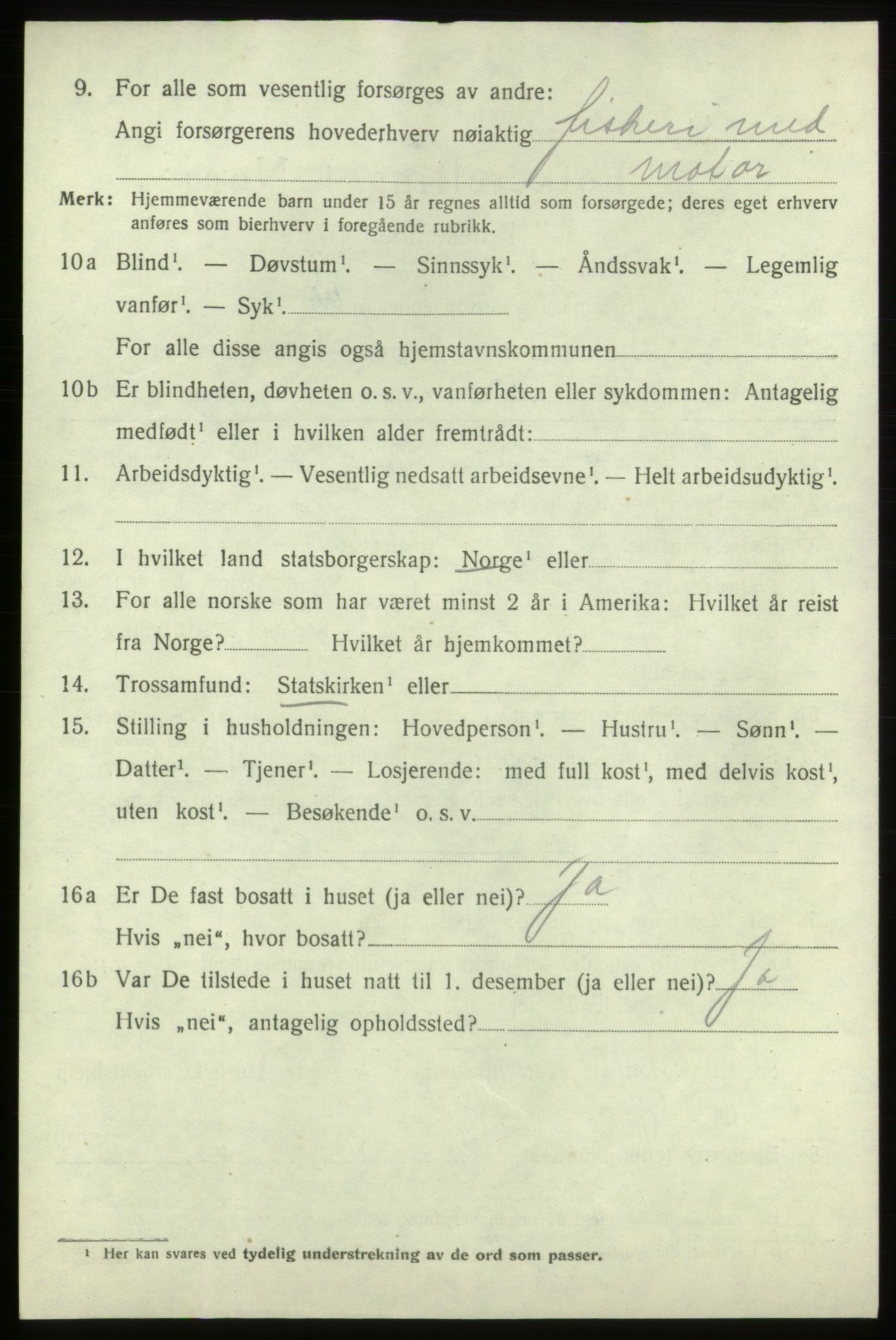 SAB, 1920 census for Fitjar, 1920, p. 3729