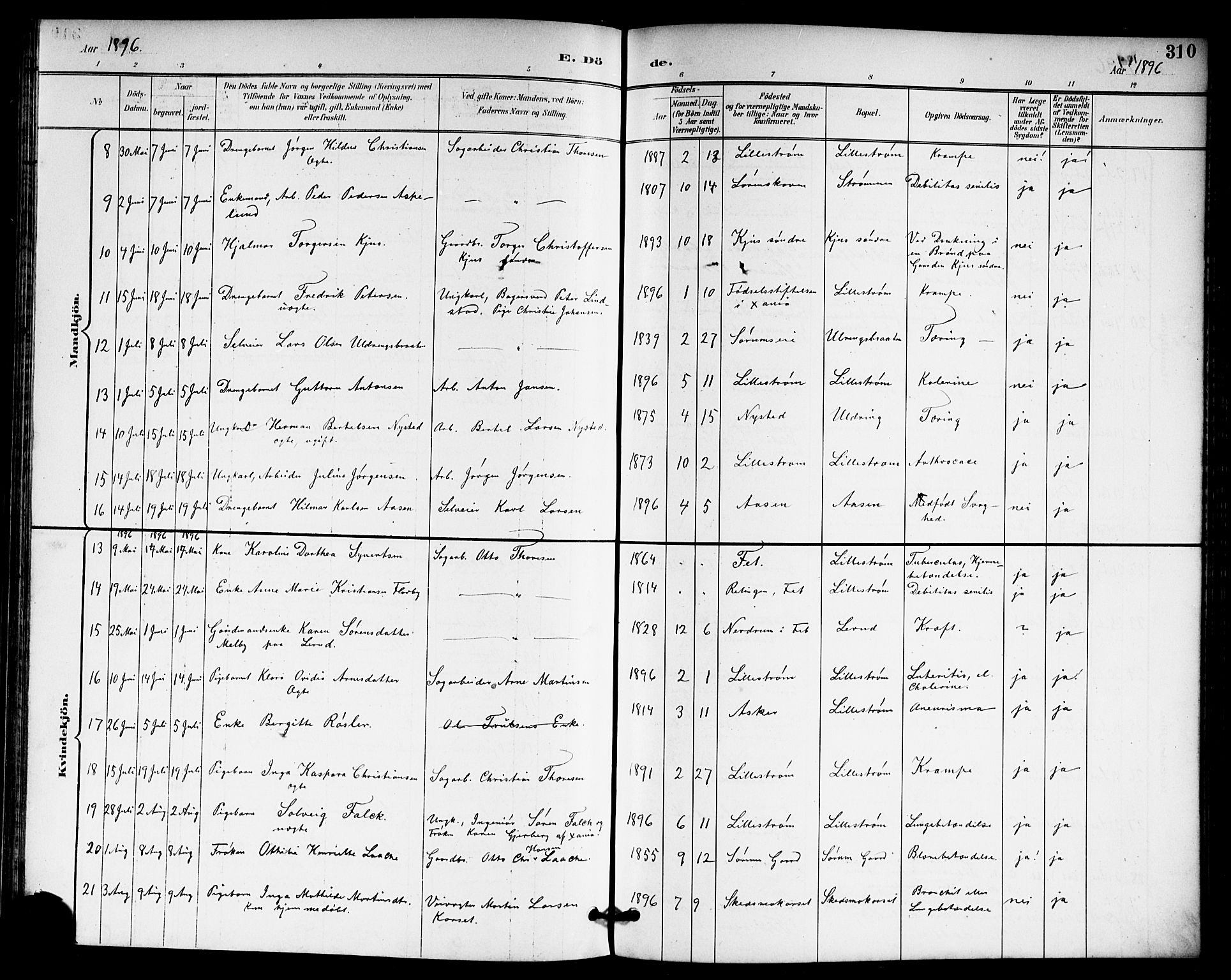 Skedsmo prestekontor Kirkebøker, SAO/A-10033a/G/Ga/L0005a: Parish register (copy) no. I 5A, 1896-1901, p. 310