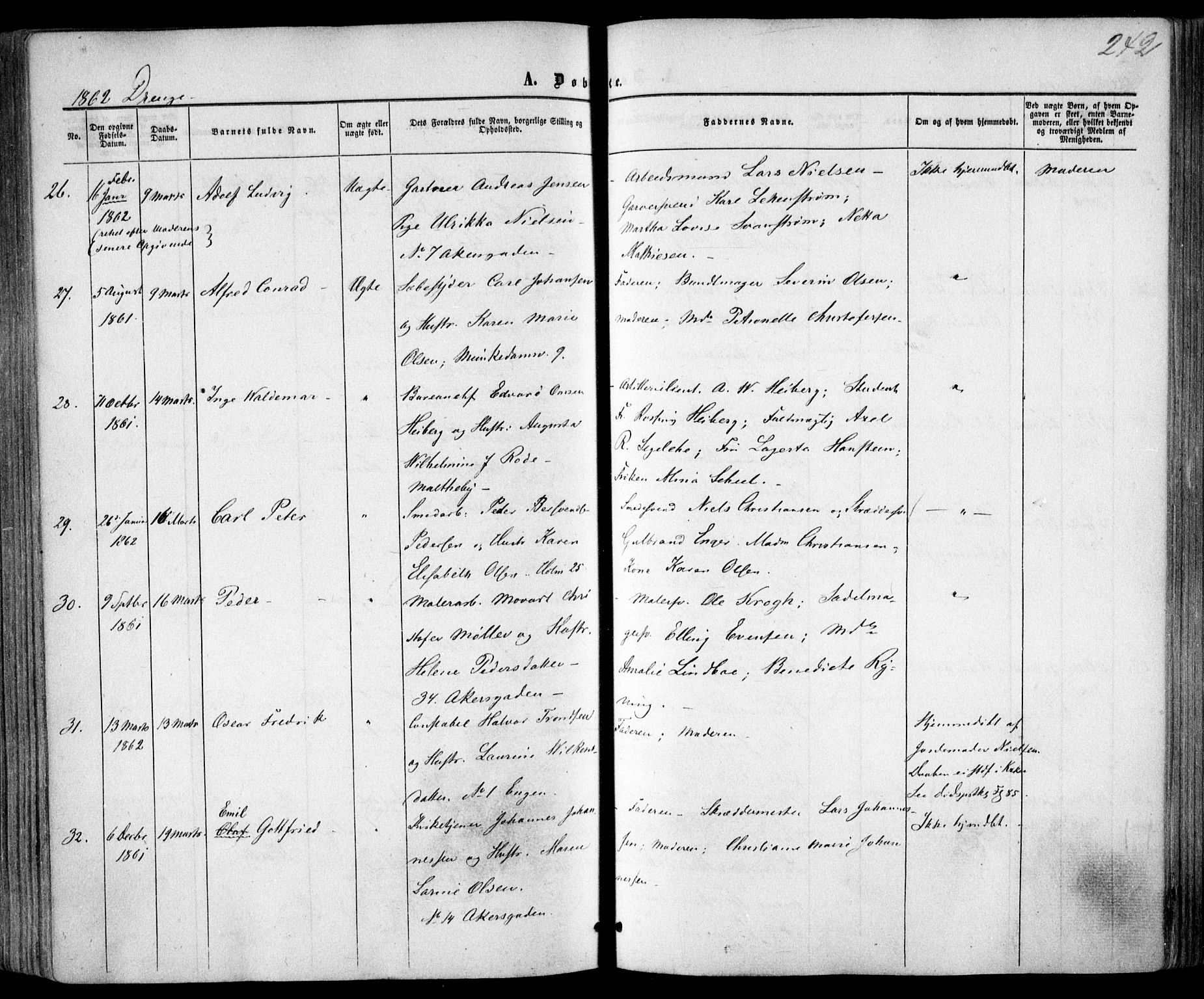 Trefoldighet prestekontor Kirkebøker, AV/SAO-A-10882/F/Fa/L0001: Parish register (official) no. I 1, 1858-1863, p. 242