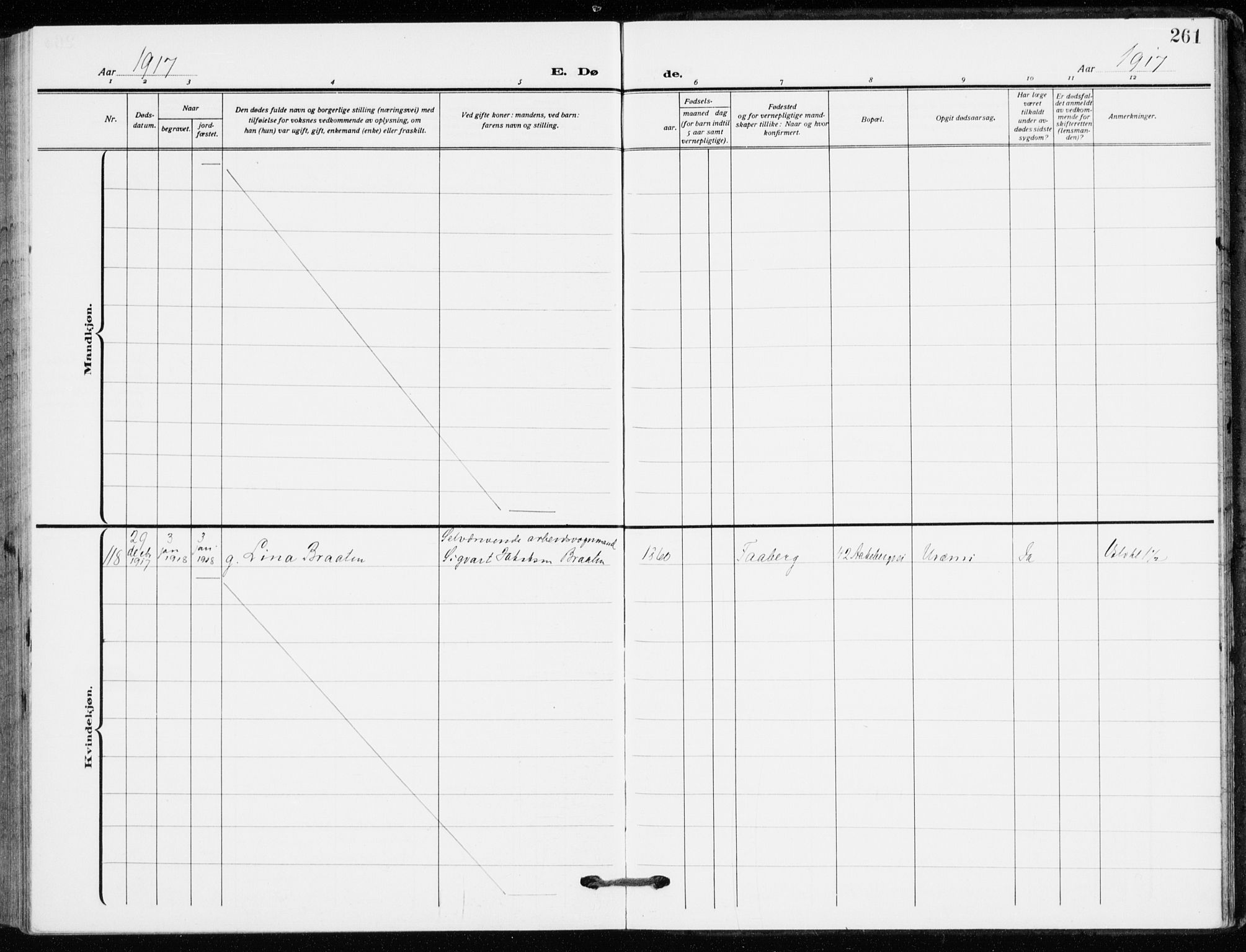 Kampen prestekontor Kirkebøker, AV/SAO-A-10853/F/Fa/L0013: Parish register (official) no. I 13, 1917-1922, p. 261