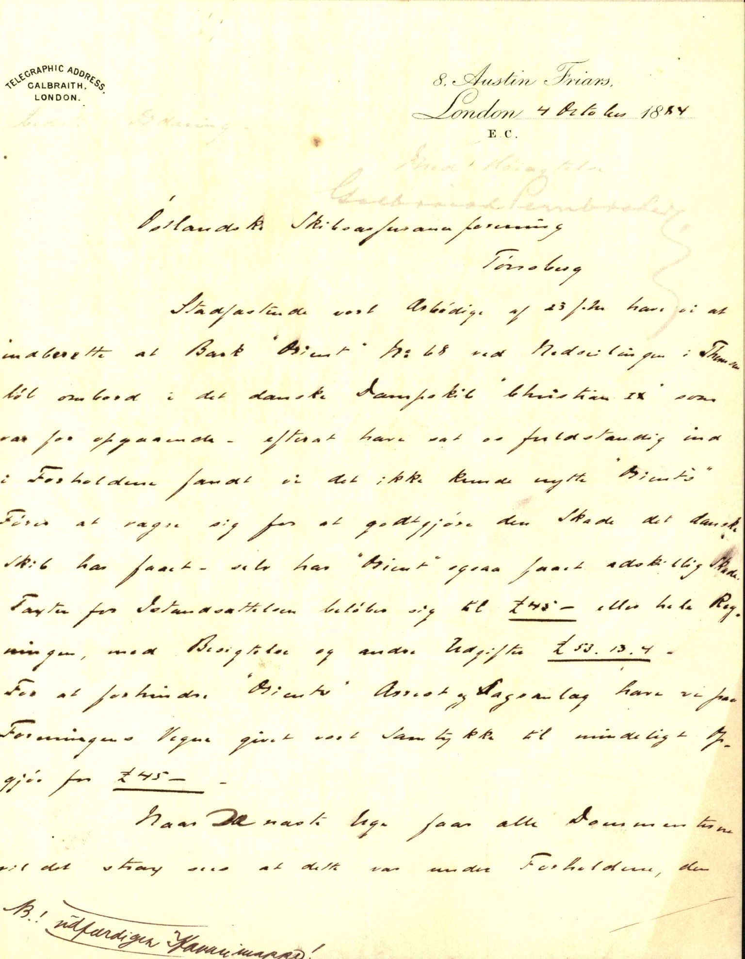 Pa 63 - Østlandske skibsassuranceforening, VEMU/A-1079/G/Ga/L0017/0006: Havaridokumenter / Nordenskjold, Professor Mohn, Protector, Orient, Elida, 1884, p. 33