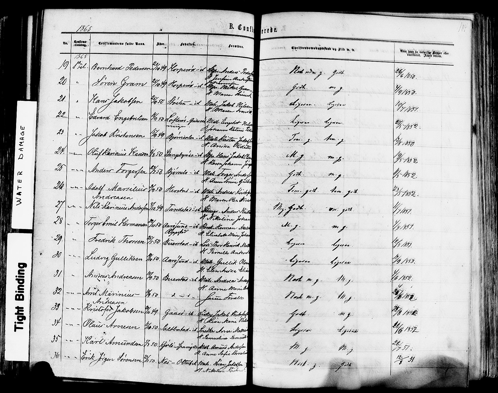 Nøtterøy kirkebøker, AV/SAKO-A-354/F/Fa/L0007: Parish register (official) no. I 7, 1865-1877, p. 184