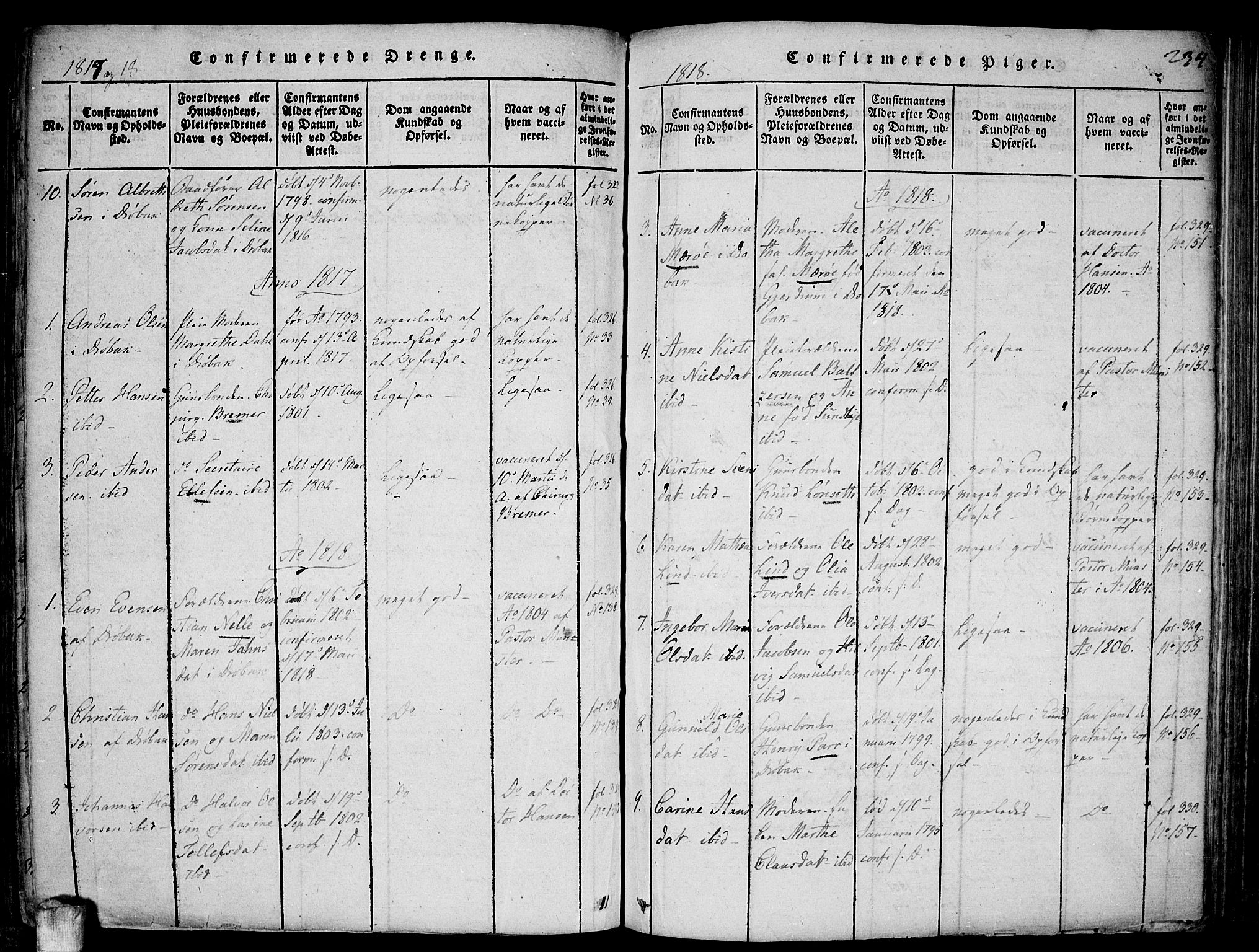 Drøbak prestekontor Kirkebøker, AV/SAO-A-10142a/F/Fa/L0001: Parish register (official) no. I 1, 1816-1842, p. 234